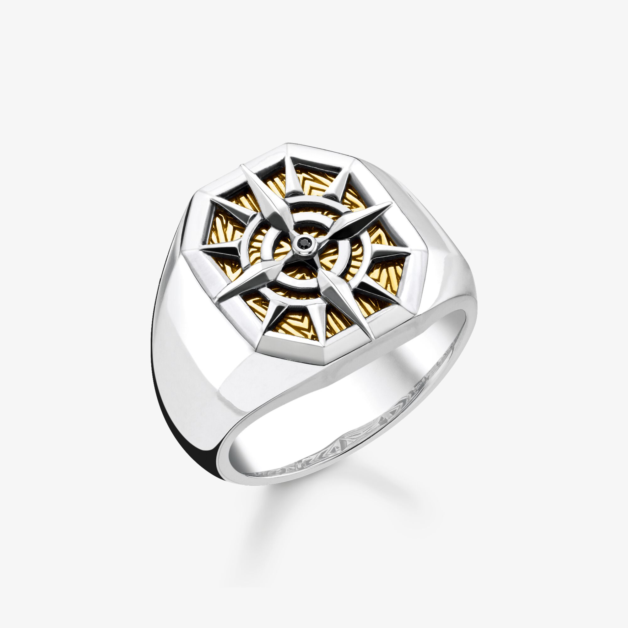 THOMAS SABO Ring kompass guld, 925 sterlingsilver guldpläterat gult guld, Storlek: 52, Unisex