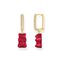 Gold-plated single hoop earring medium sized with red goldbears from the Charming Collection collection in the THOMAS SABO online store