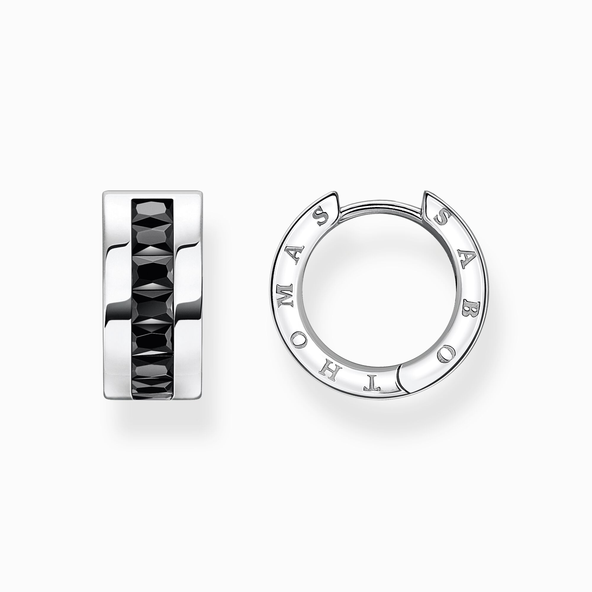 Hoop earrings with black stones pav&eacute; silver from the  collection in the THOMAS SABO online store