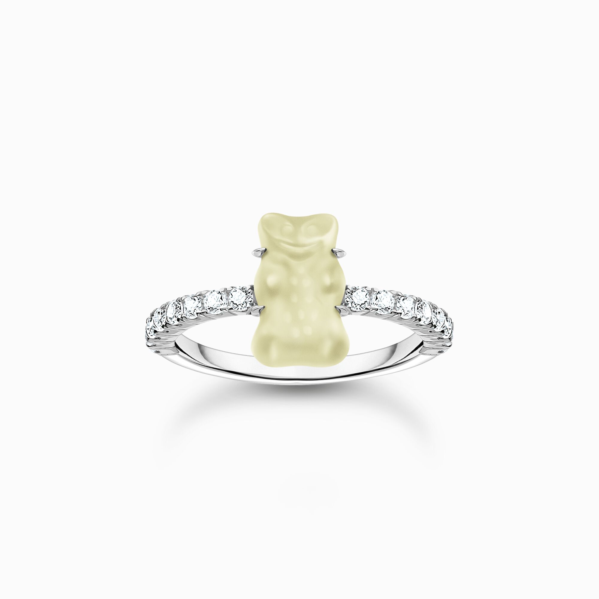 Silver ring with white mini sized goldbears and zirconia from the Charming Collection collection in the THOMAS SABO online store
