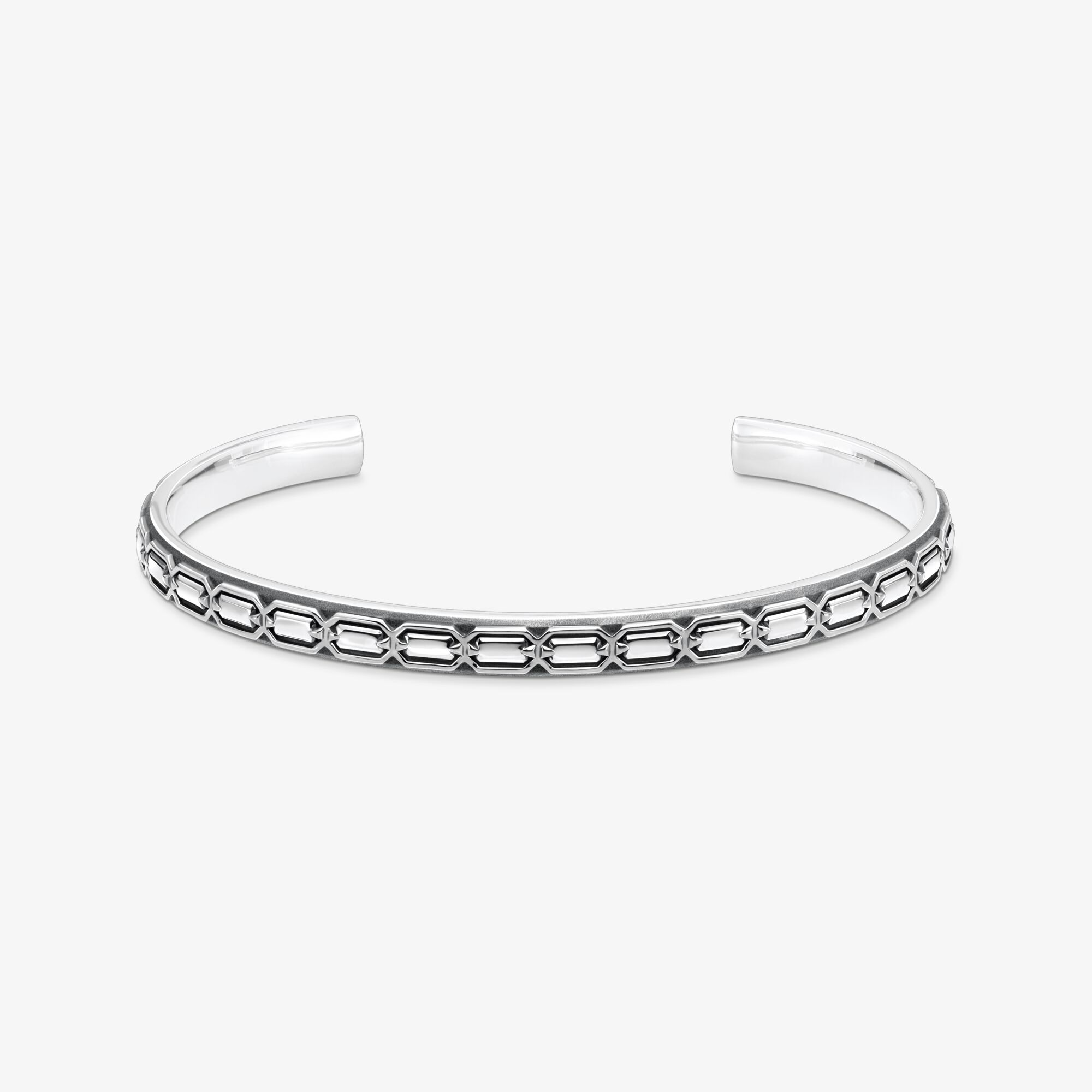 THOMAS SABO Mince bracelet rigide écailles de crocodile, argent noirci, Argent Sterling 925‰, noirci, Taille: 16 cm, Unisex