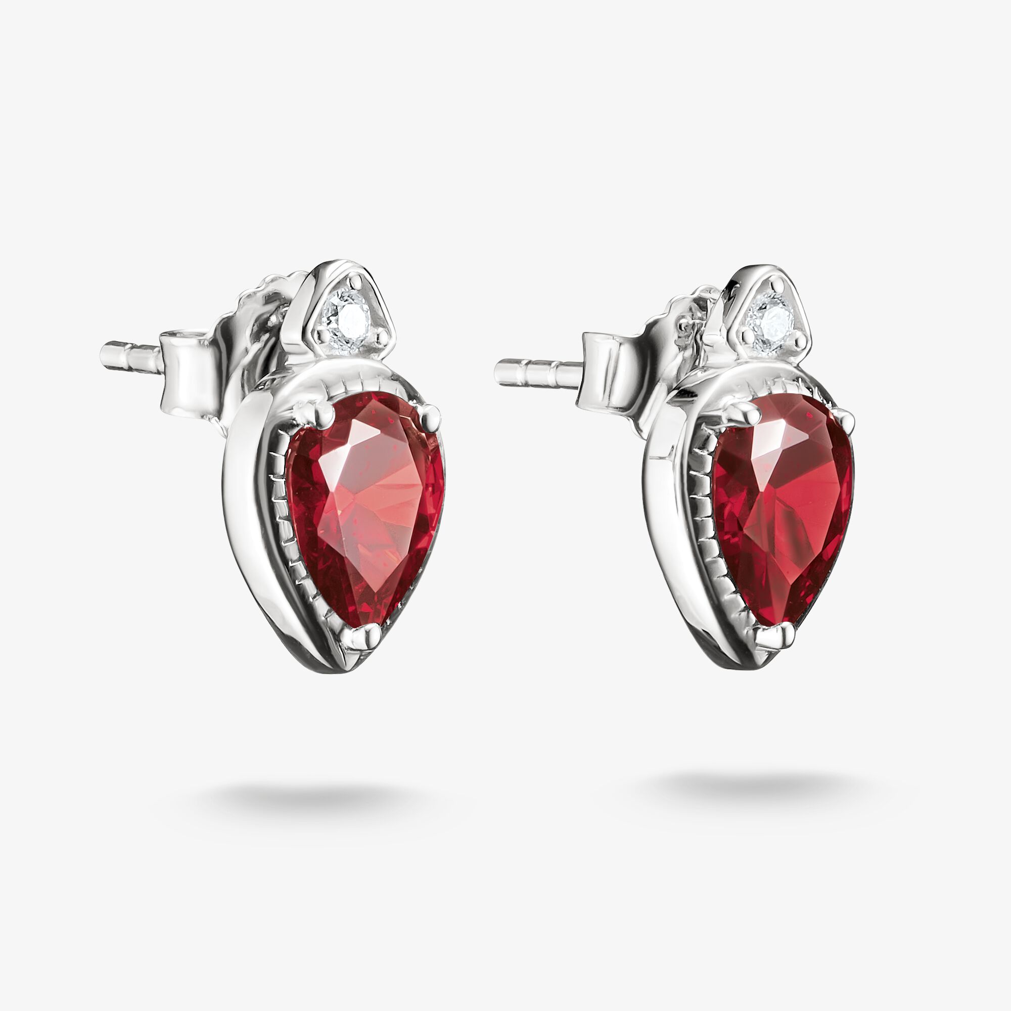 THOMAS SABO Clous d’oreilles goutte zirconium rouge Elyndra argent, Argent sterling, Taille: one size, femme