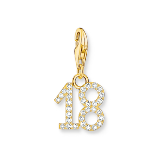 Gold-plated charm pendant number 18 with zirconia from the Charm Club collection in the THOMAS SABO online store