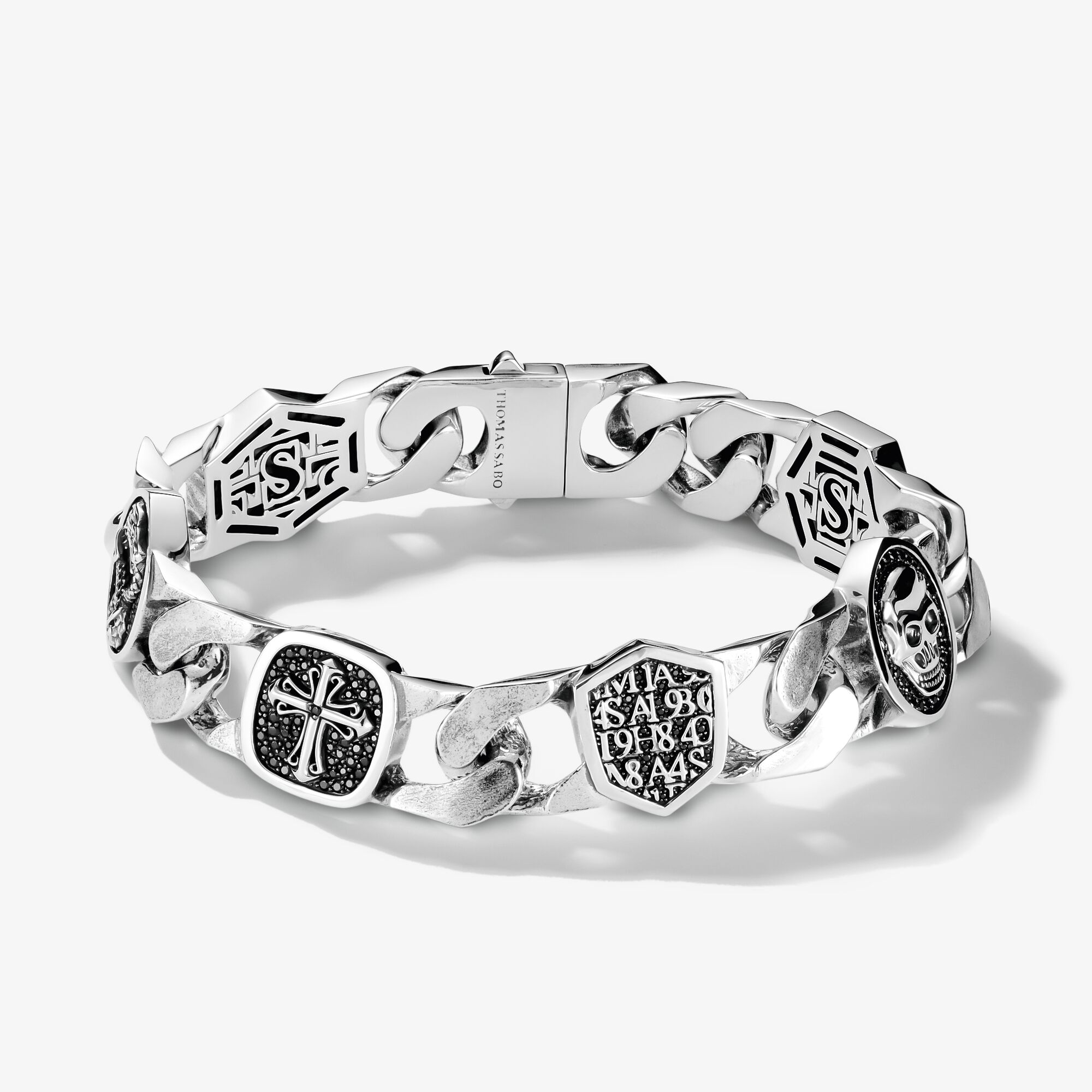THOMAS SABO Bracelet Tête de mort Rebel Icons argent, Argent sterling, Taille: 19 cm, Unisex