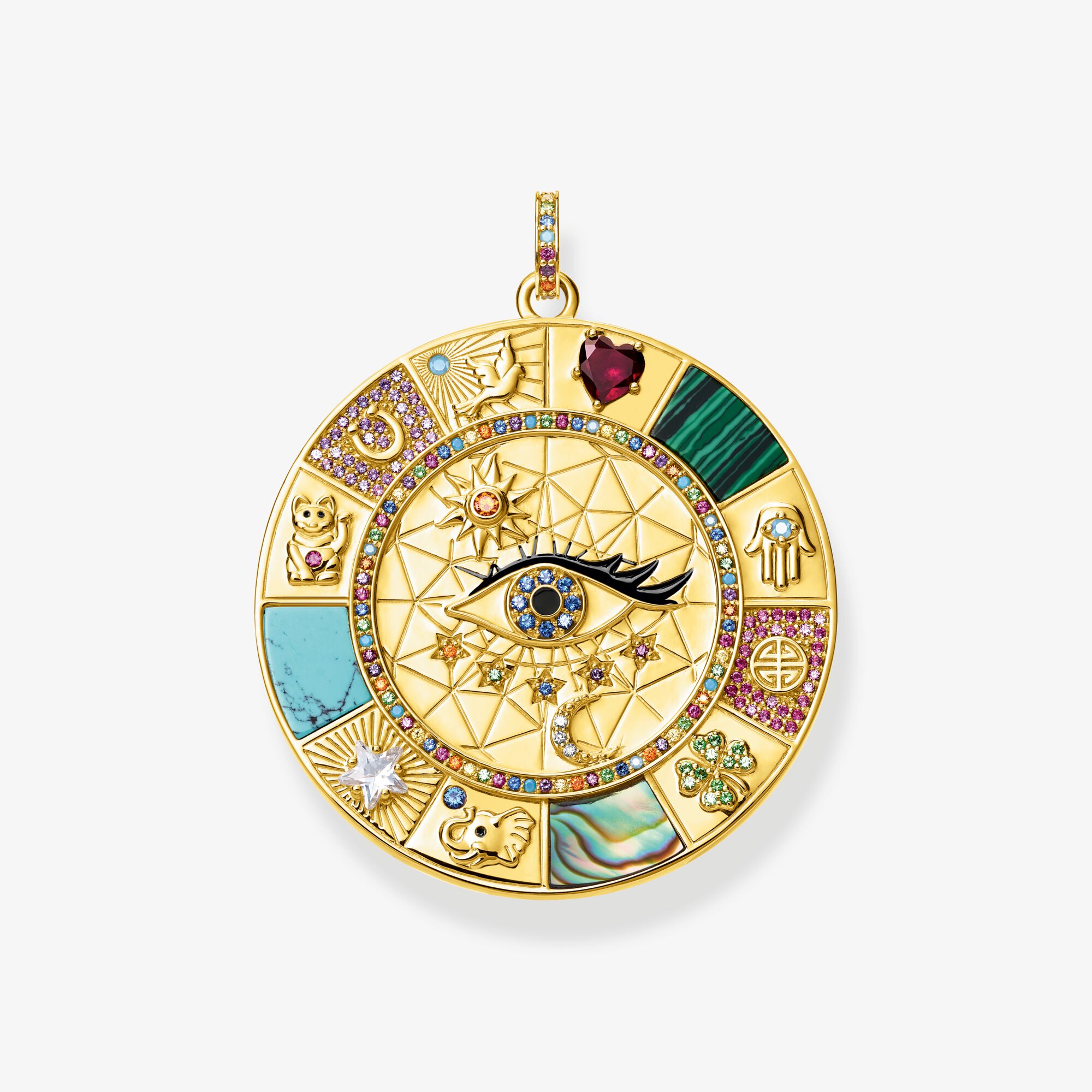 THOMAS SABO Pendentif amulette symboles porte-bonheur magiques, Argent sterling doré or jaune, Taille: one size, femme