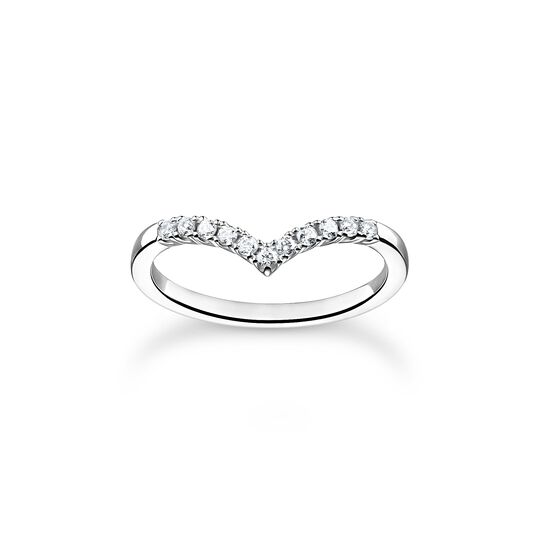 Anillo forma de V con piedras blancas plata de la colección Charming Collection en la tienda online de THOMAS SABO