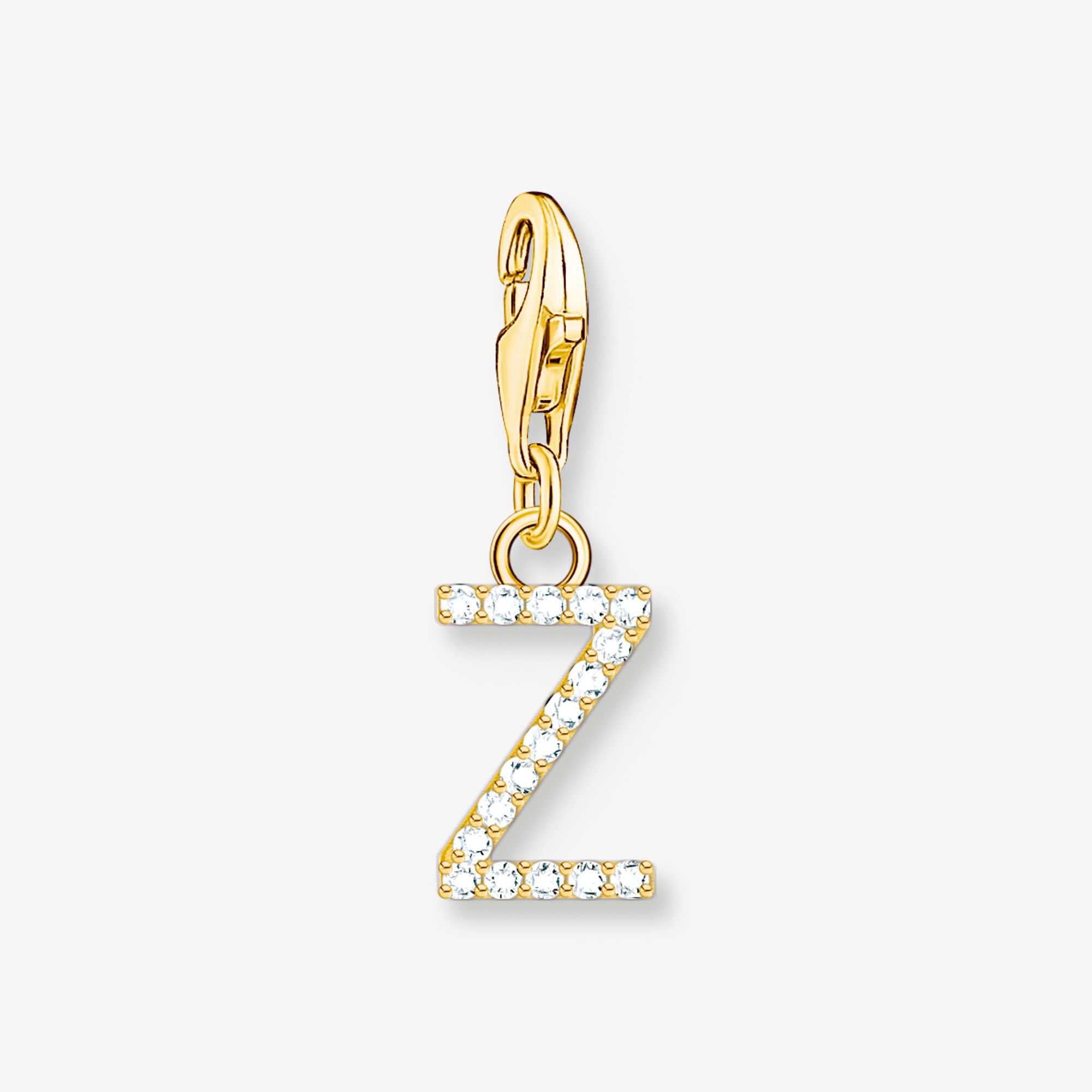 THOMAS SABO Pendentif Charm lettre Z avec pierres blanches plaqué or Argent sterling doré or jaune, Taille: one size, pour femme