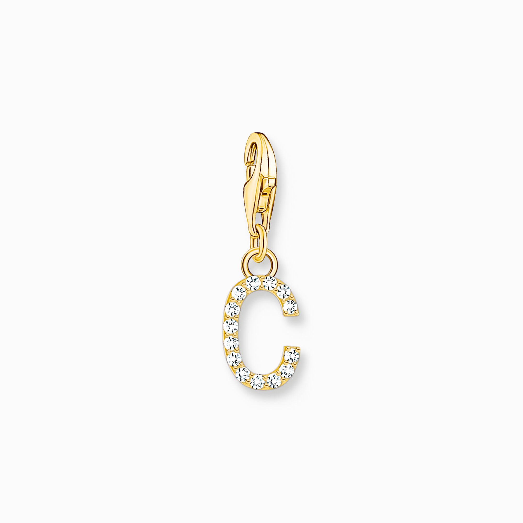 Charm pendant letter C with white stones gold plated from the Charm Club collection in the THOMAS SABO online store