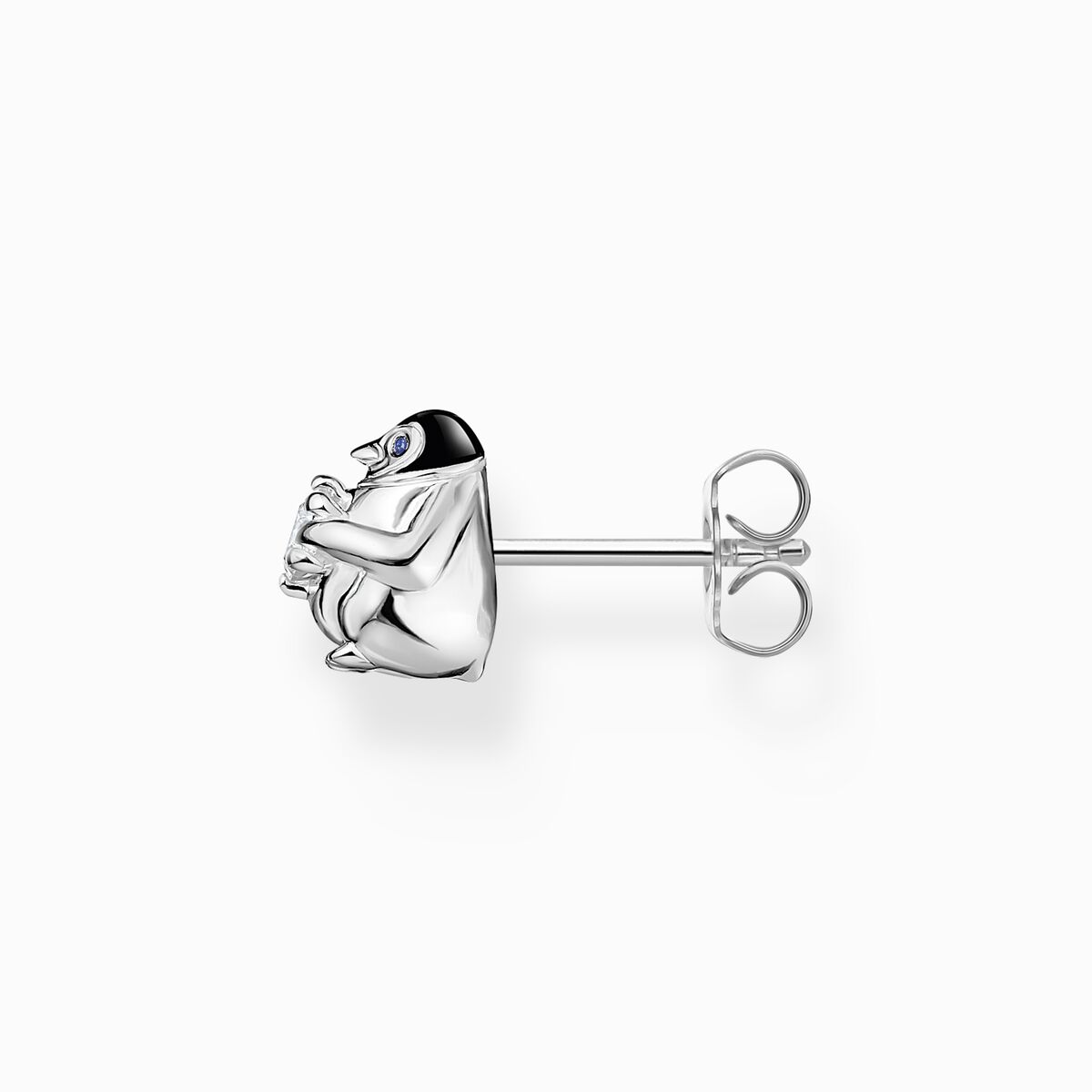 Pinguin Einzel weißem silber Ohrstecker mit Stein