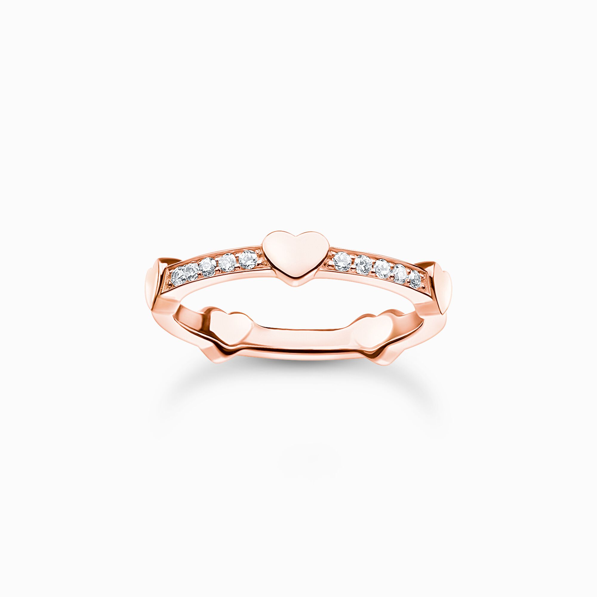 Ring pav&eacute; with hearts rose gold from the Charming Collection collection in the THOMAS SABO online store