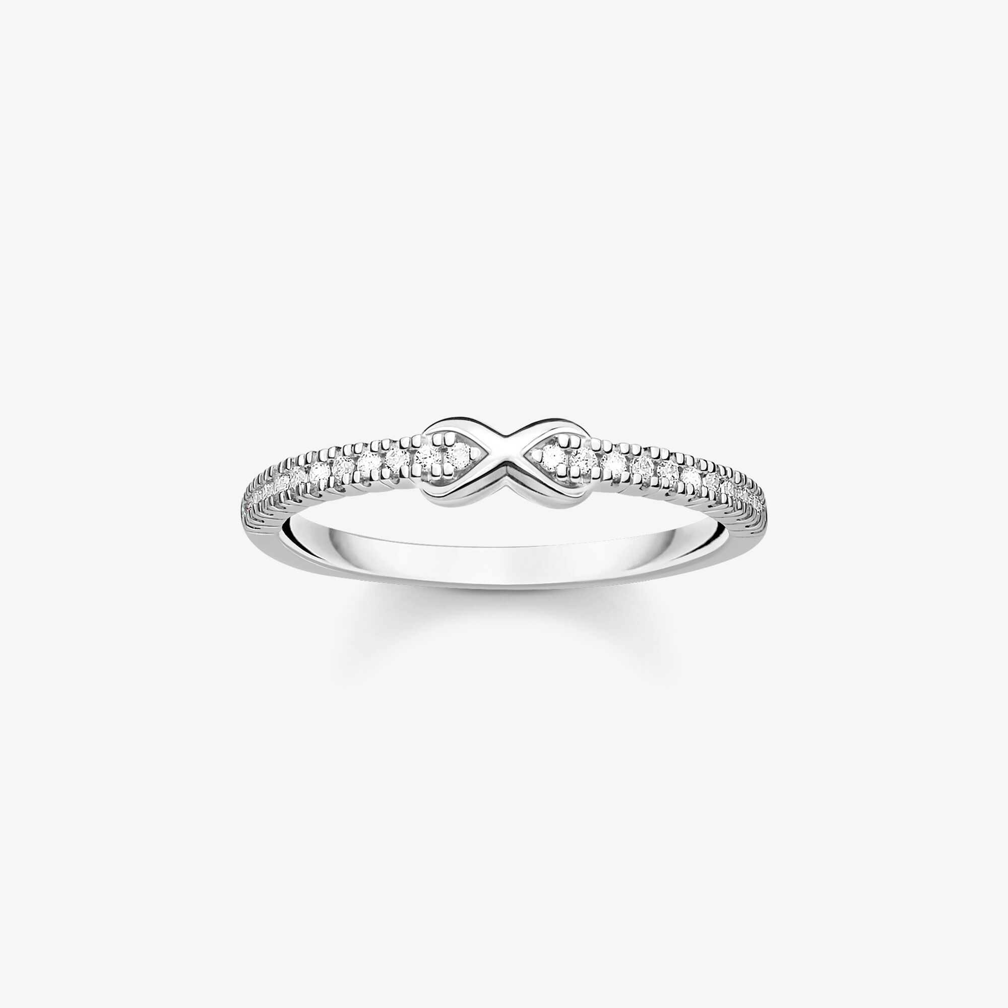 THOMAS SABO Bague infinité avec pierres blanches argent, Argent sterling, Taille: 52, femme