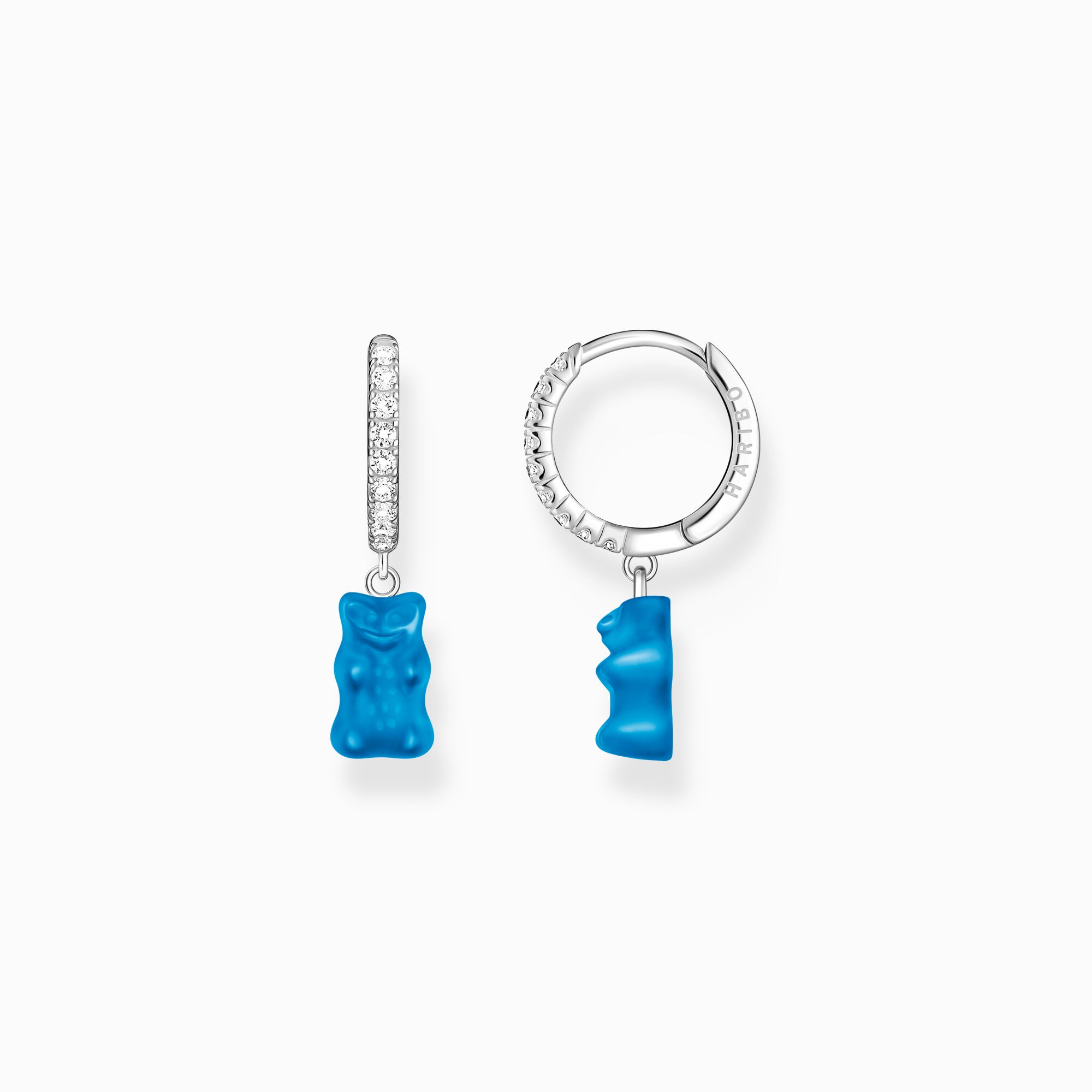Silver single hoop earring with blue goldbears pendant &amp; zirconia from the Charming Collection collection in the THOMAS SABO online store