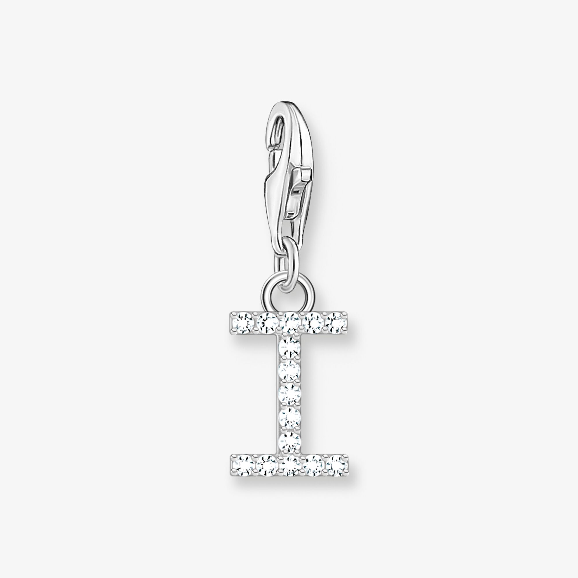 THOMAS SABO Charm-hängsmycke bokstaven I med vita stenar silver, 925 sterlingsilver, Storlek: one size, för damer