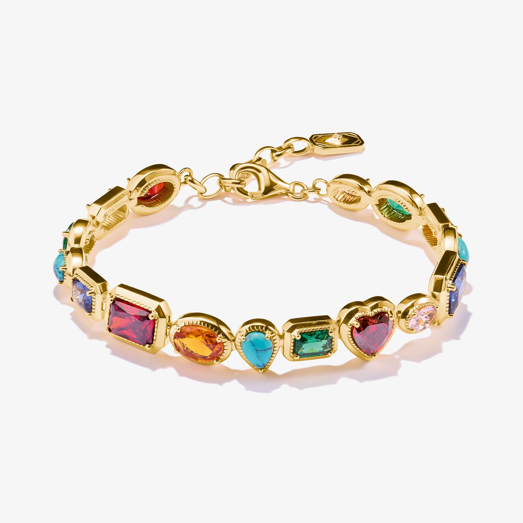 THOMAS SABO Bracelet beads multicolores Elyndra Plaqué or 18 carats, Argent sterling doré or jaune, Taille: 19 cm, femme