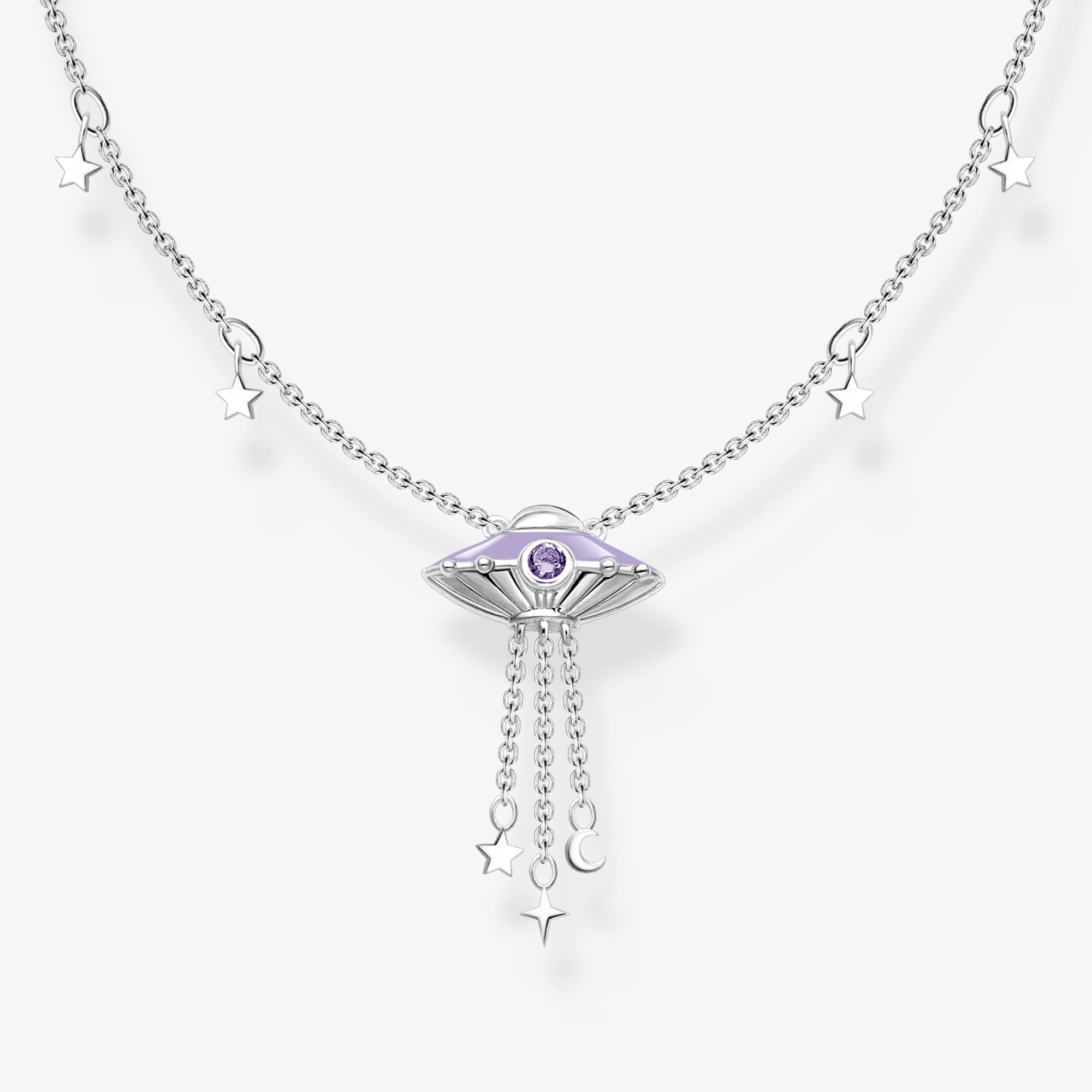 THOMAS SABO Halsband med ufo och stjärnhängen silver, 925 sterlingsilver, Storlek: 45 cm, för damer