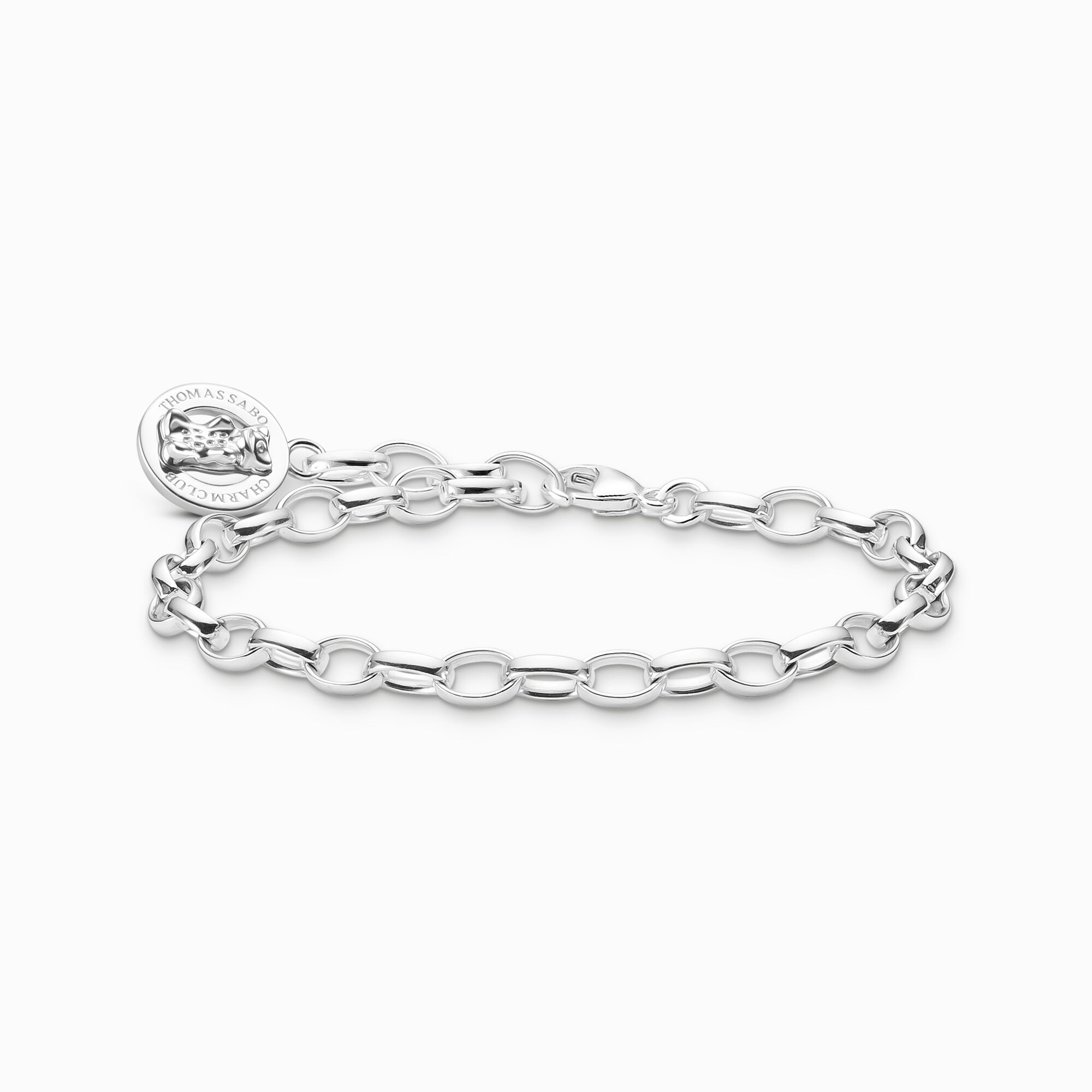 Silver charm bracelet with goldbears logo ring from the Charm Club collection in the THOMAS SABO online store