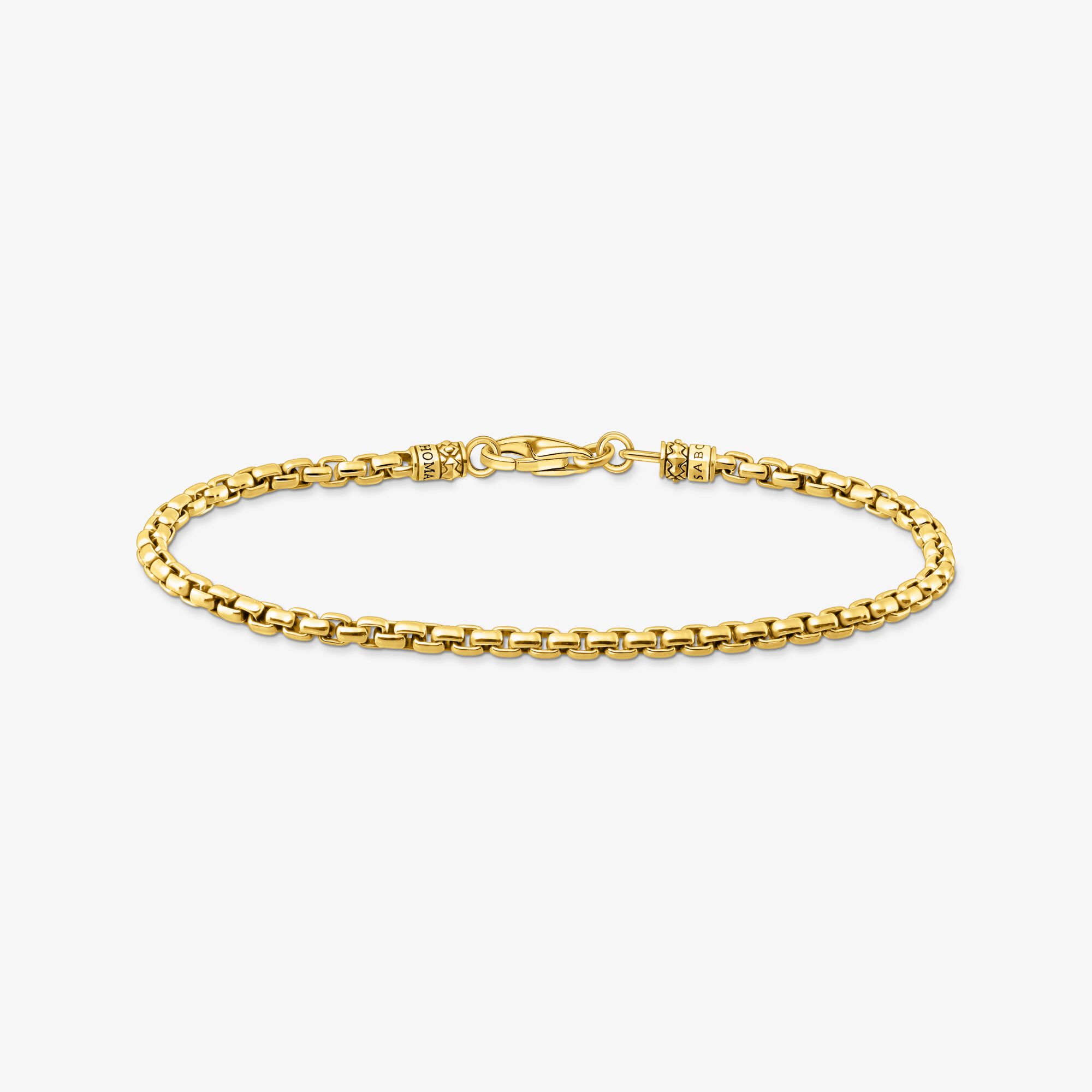 THOMAS SABO Bracelet vénitienne plaqué or, Argent sterling doré or jaune, Taille: 17,5 cm, Unisex