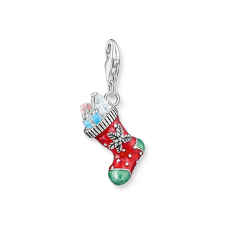 Silver Christmas sock charm pendant from the  collection in the THOMAS SABO online store