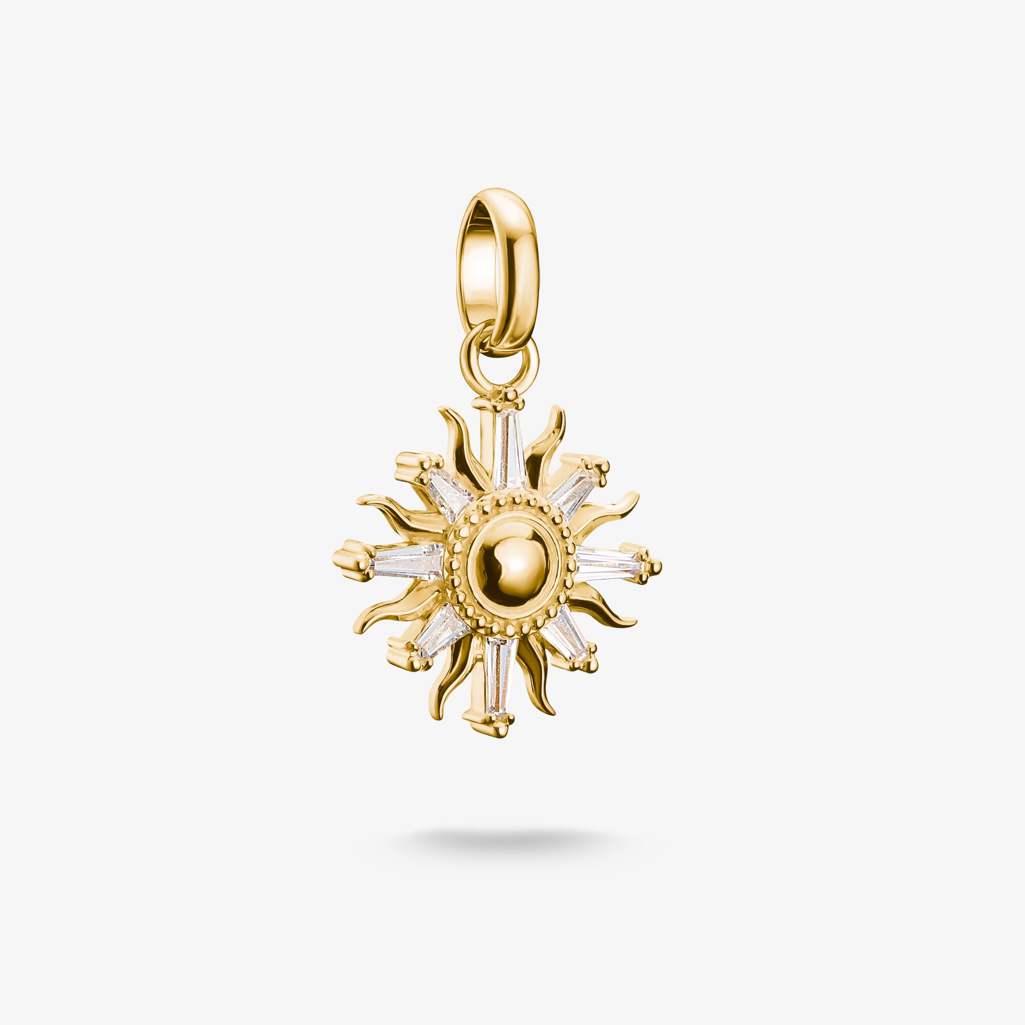 THOMAS SABO Pendentif Charm soleil avec pierres blanches Connect plaqué or, Argent sterling doré or jaune, Taille: one size, femme