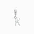 Charm pendant letter K with white stones silver from the Charm Club collection in the THOMAS SABO online store