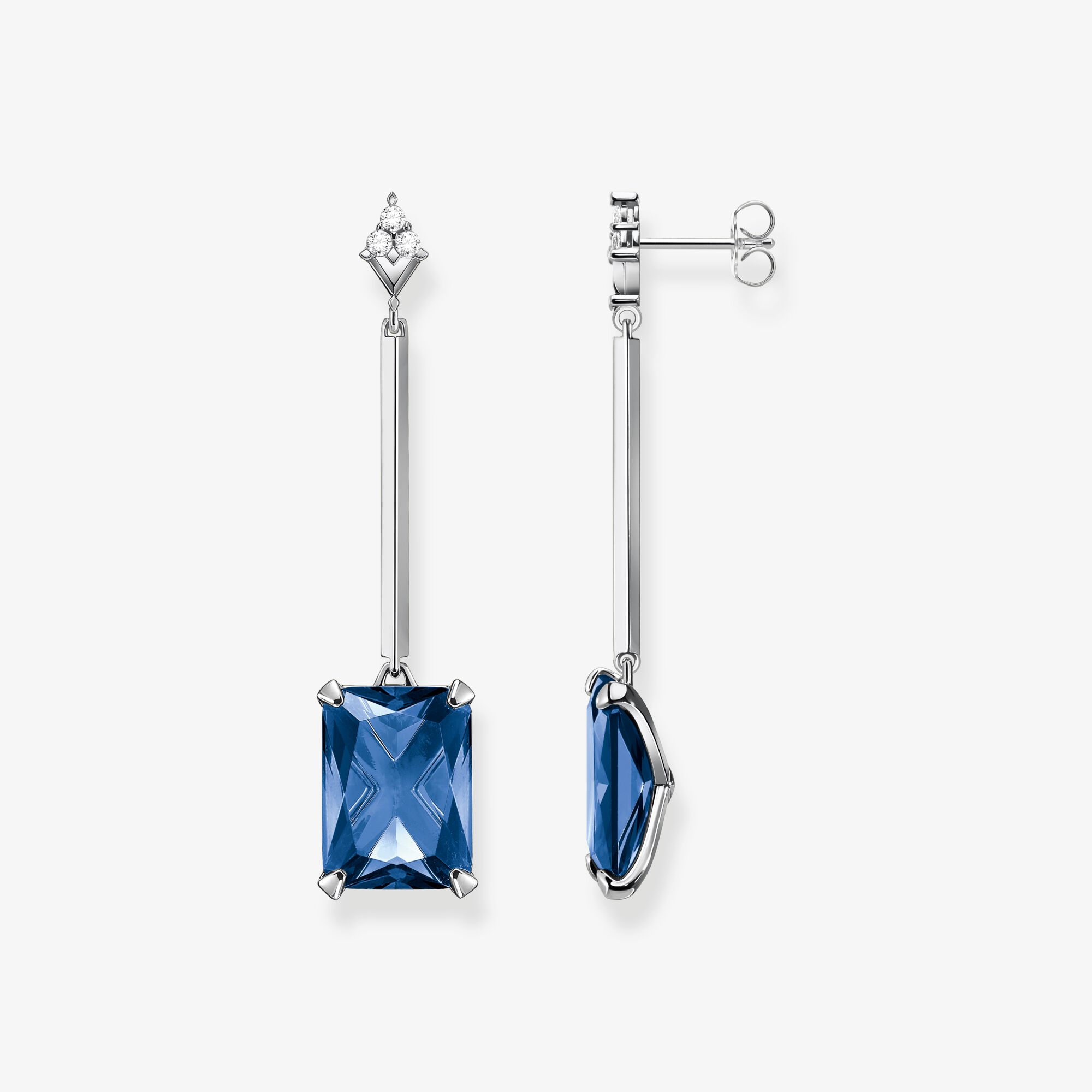 THOMAS SABO Boucles d'oreilles pierre bleue argent Argent sterling, Taille: one size, pour femme