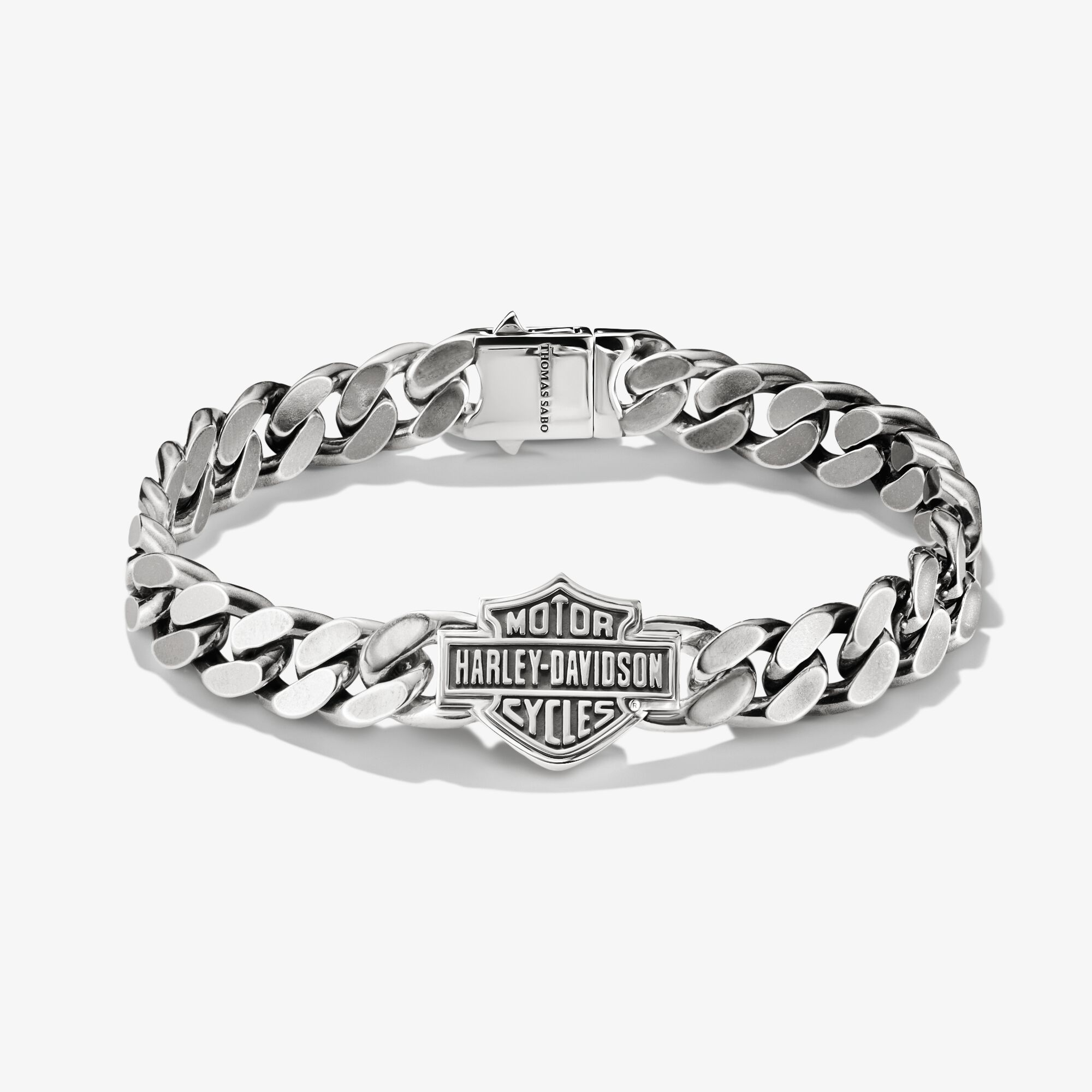 THOMAS SABO Harley-Davidson Panzerarmband Logo 9 mm Silber, Sterlingsilber geschwärzt, Größe: 19 cm, Herren