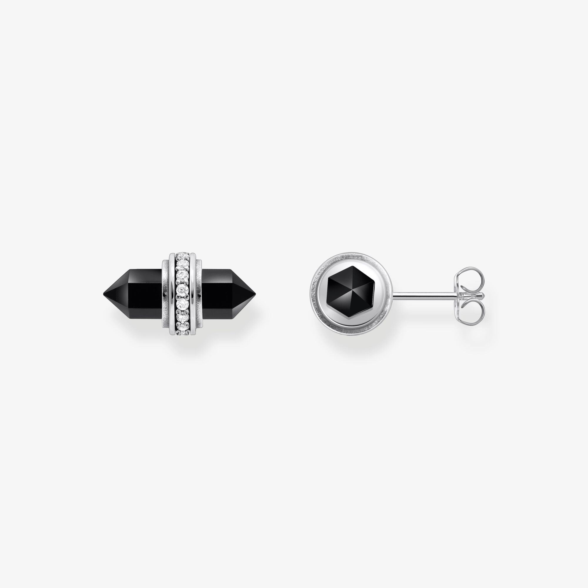 THOMAS SABO Örhängen med svart onyx och kristall - silver, 925 sterlingsilver, Storlek: one size, för damer