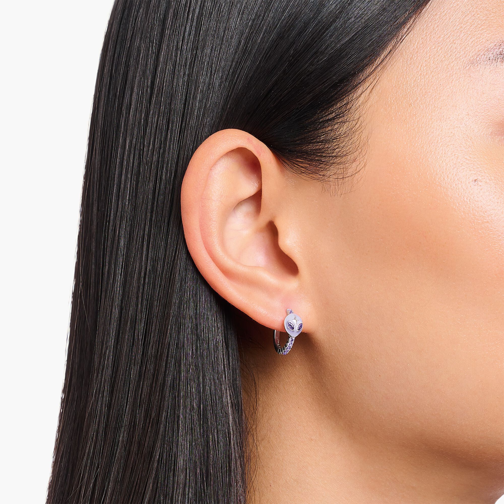 Hoop earrings with alien head and zirconia silver THOMAS SABO