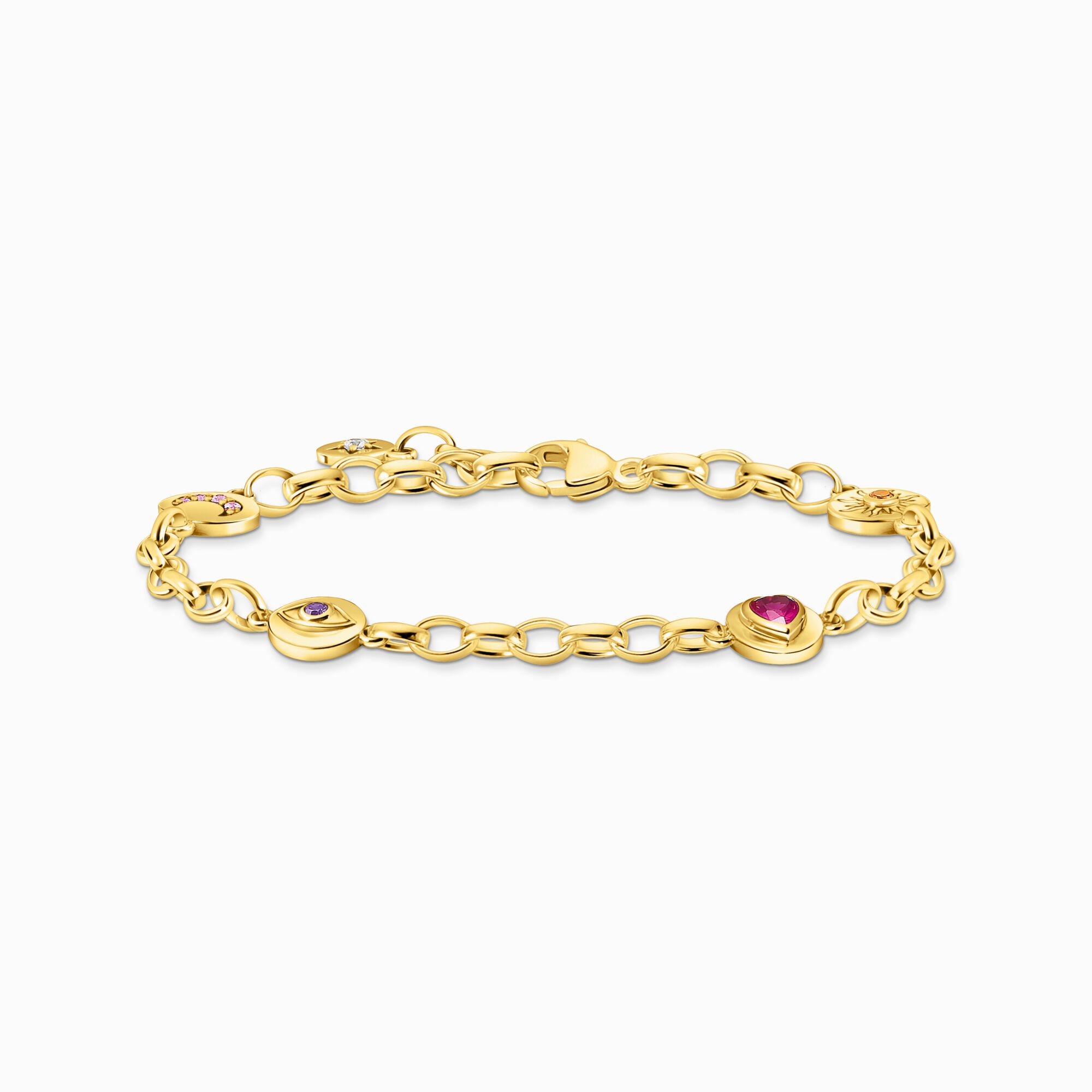 Yellow-gold plated bracelet with round elements and stones from the  collection in the THOMAS SABO online store
