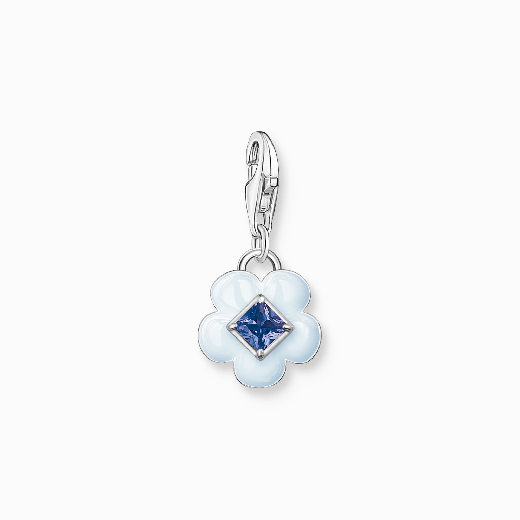 Charm-Anh&auml;nger Blume mit blauem Stein Silber aus der Charm Club Kollektion im Online Shop von THOMAS SABO