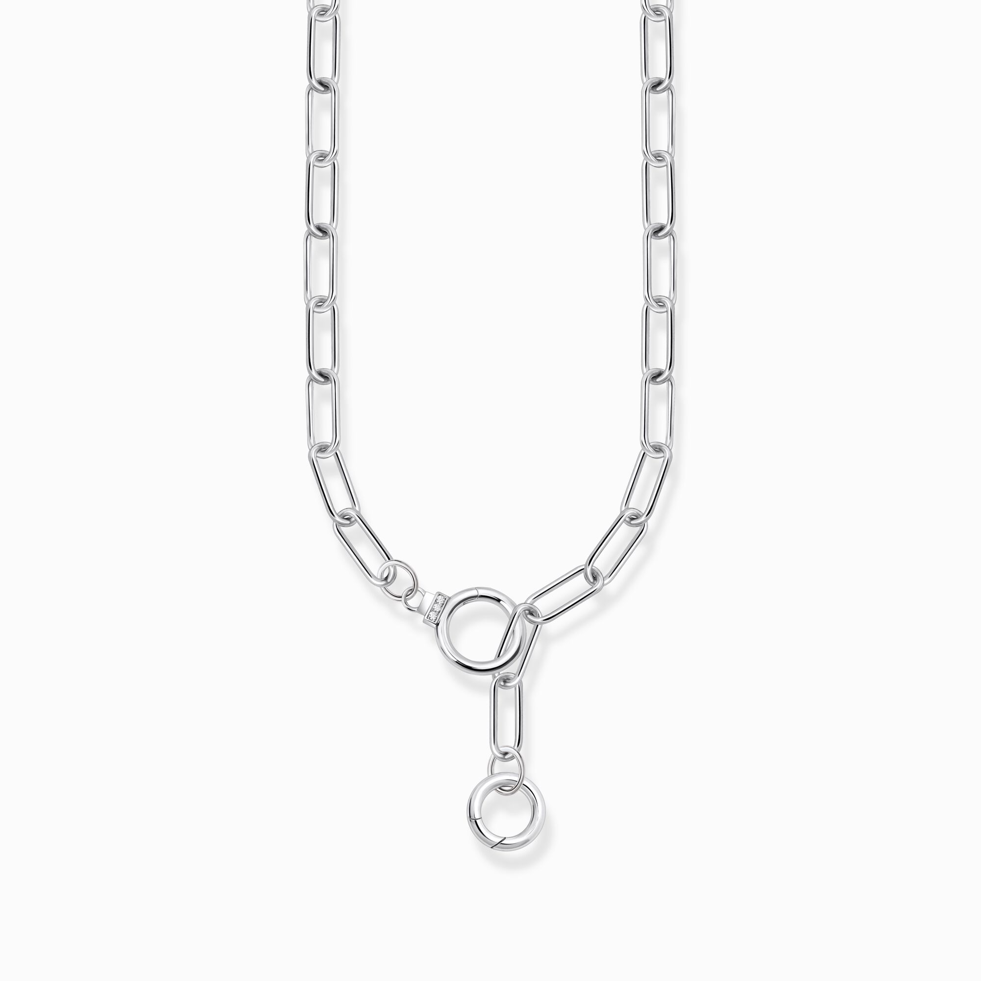 | and Silver with zirconia necklace two SABO ring clasps white link THOMAS