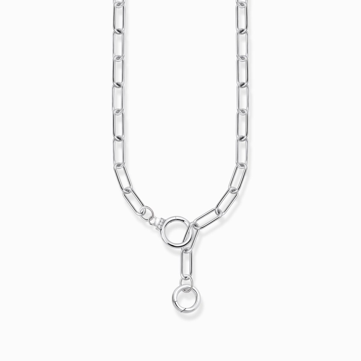 white and two | Silver necklace SABO link THOMAS zirconia ring clasps with