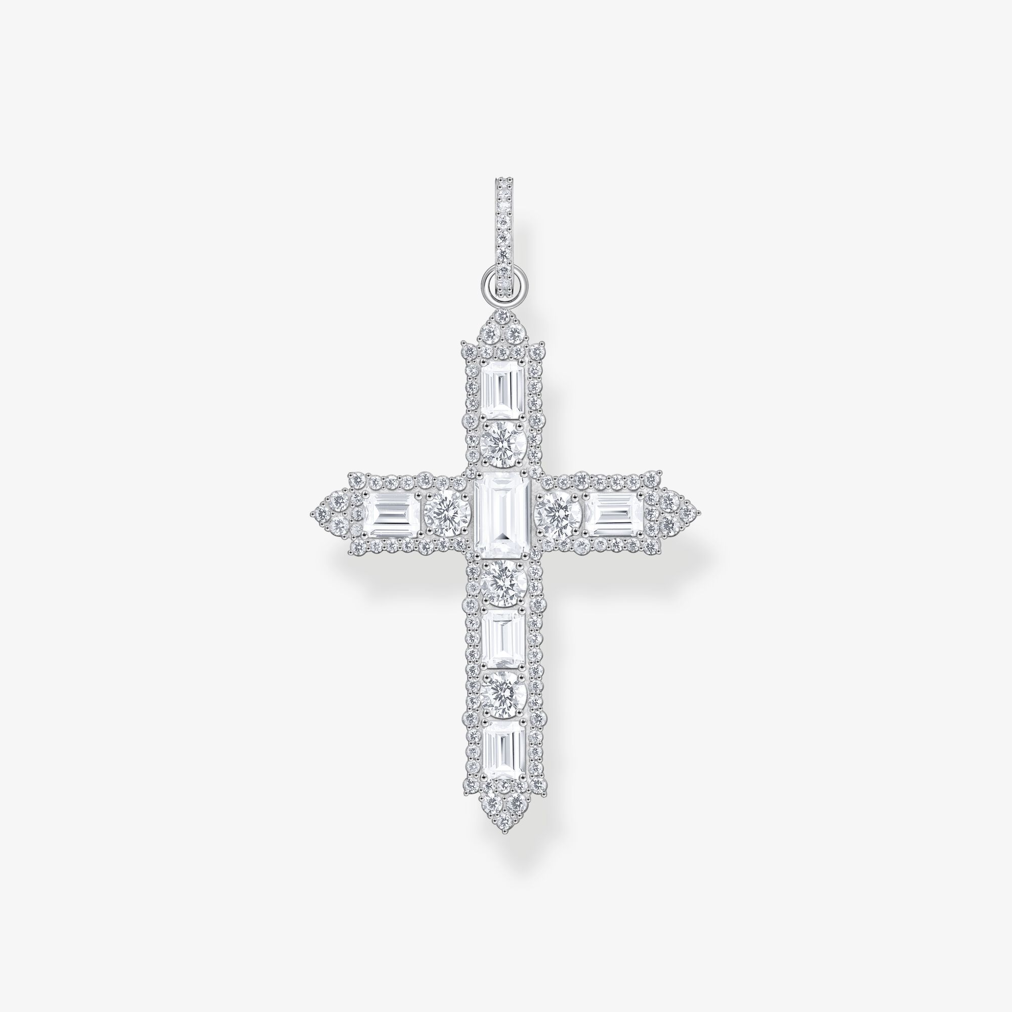 THOMAS SABO Pendentif croix en argent avec pavé de zirconium blanc, Argent sterling, Taille: one size, femme