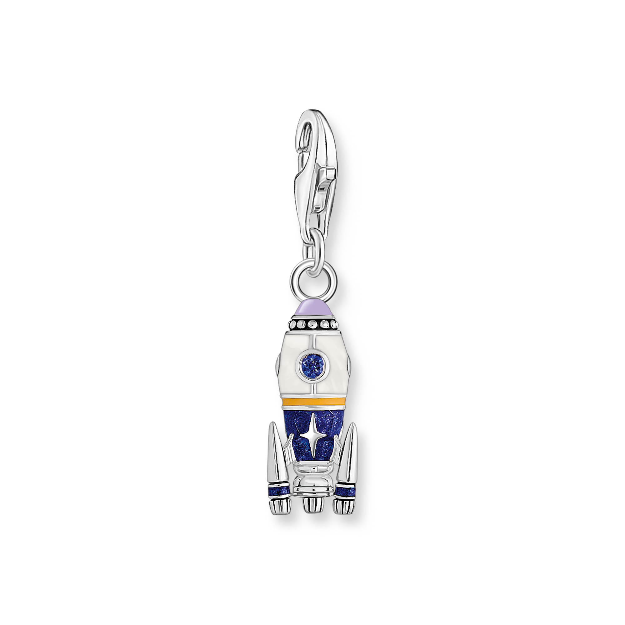 Thomas Sabo Charm-Anhänger Rakete mit bunter Kaltemaille Silber geschwärzt mehrfarbig 2038-347-7