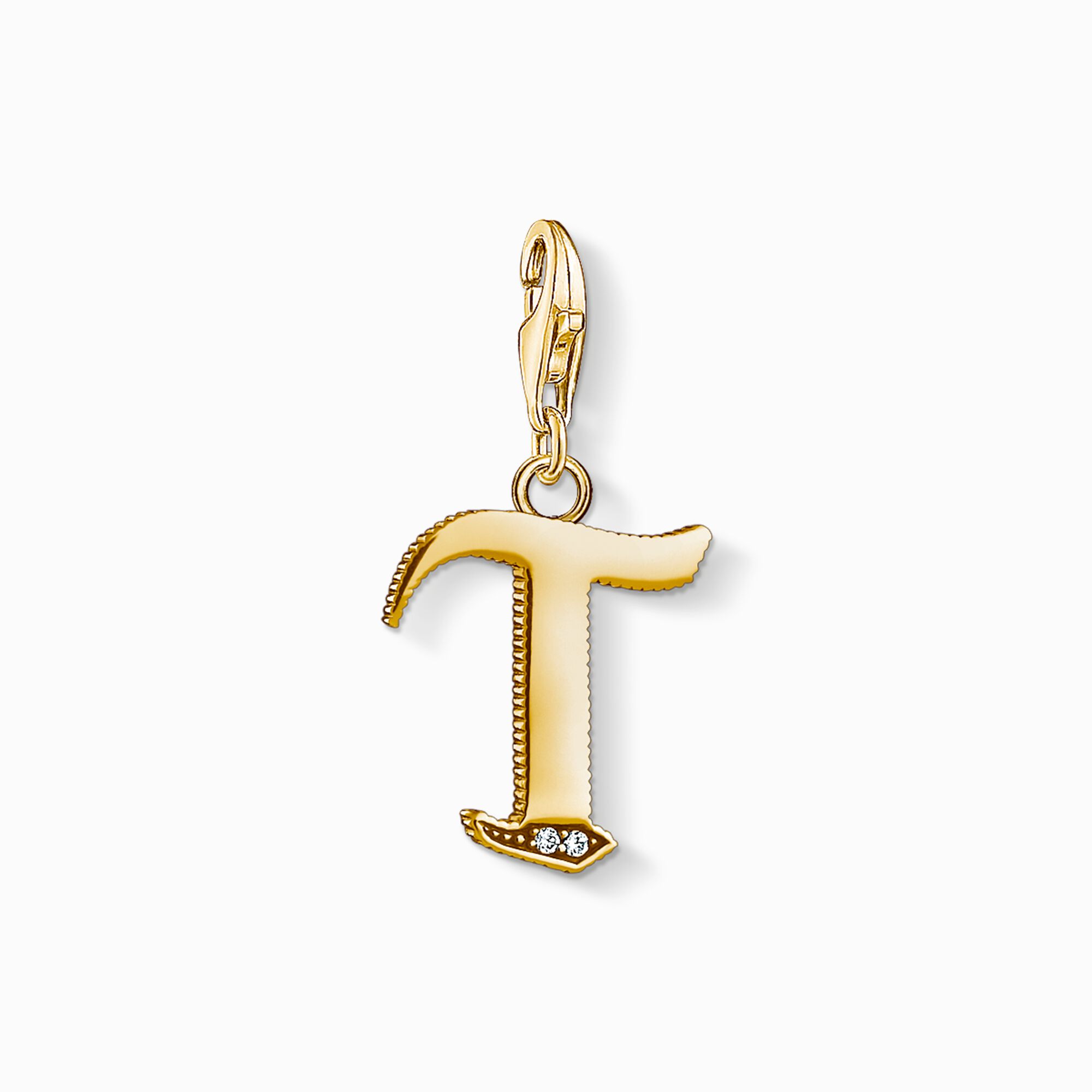 Charm pendant letter T gold from the Charm Club collection in the THOMAS SABO online store