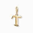 Charm pendant letter T gold from the Charm Club collection in the THOMAS SABO online store