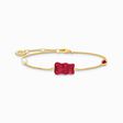 Armband mit rotem Goldb&auml;ren, Perle und Stein vergoldet aus der Charming Collection Kollektion im Online Shop von THOMAS SABO