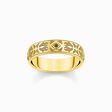 Gold-plated band ring with pattern and black zirconia from the  collection in the THOMAS SABO online store