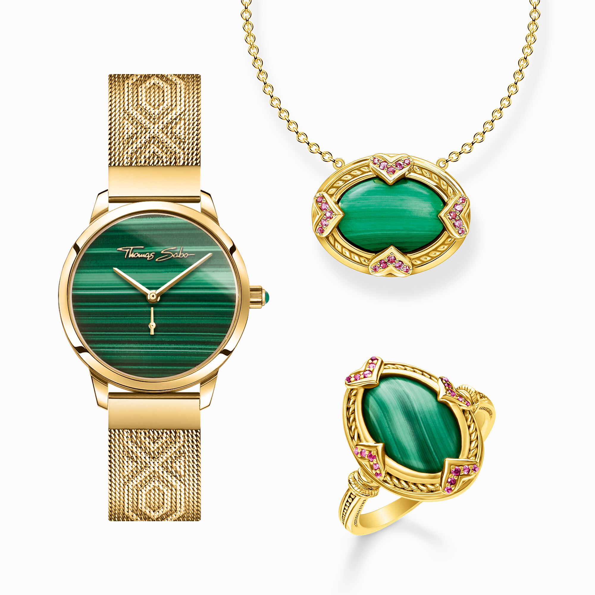 Jewellery set malachite green stone from the  collection in the THOMAS SABO online store