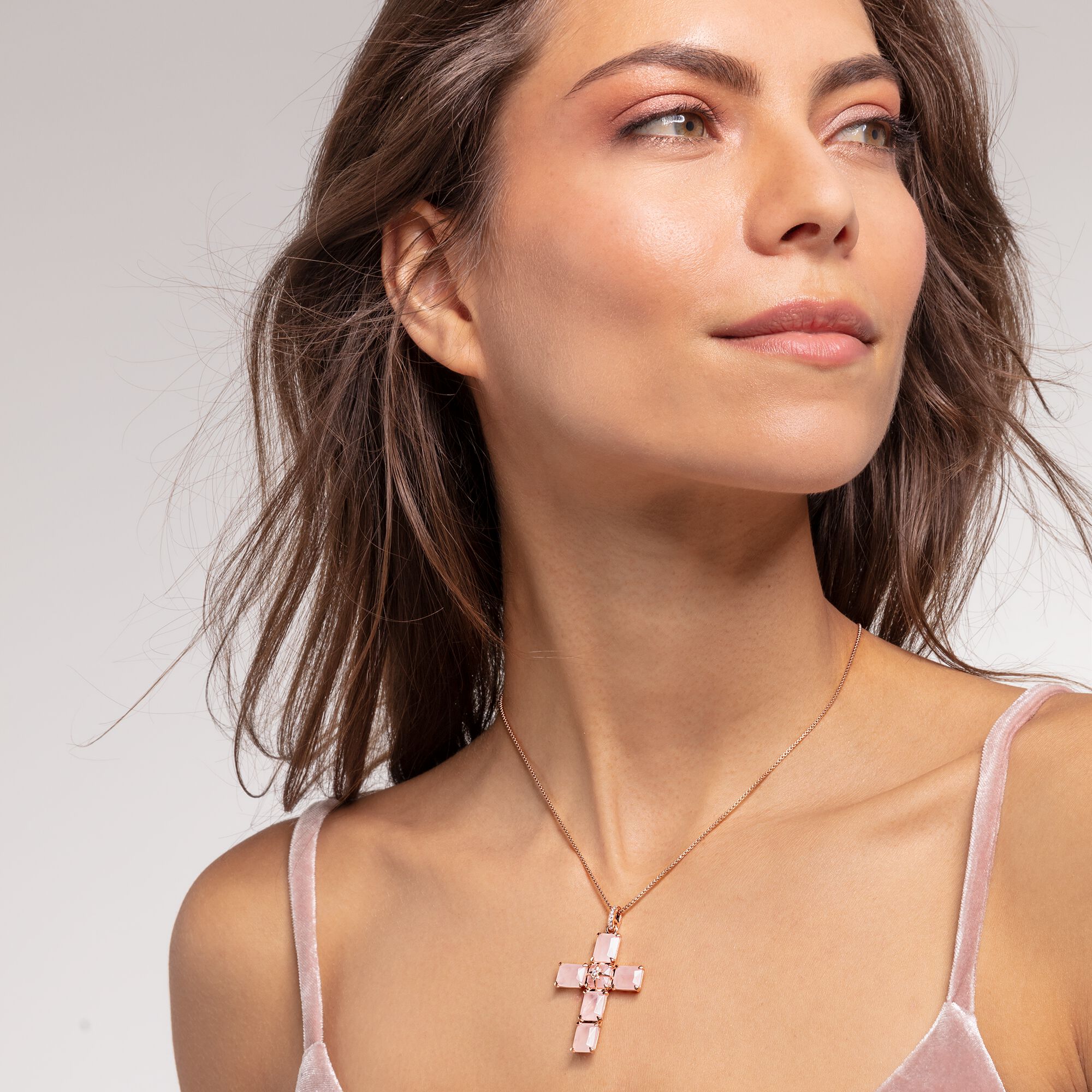 Anhänger für SABO THOMAS Steine rosa – Kreuz mit große Damen Stern