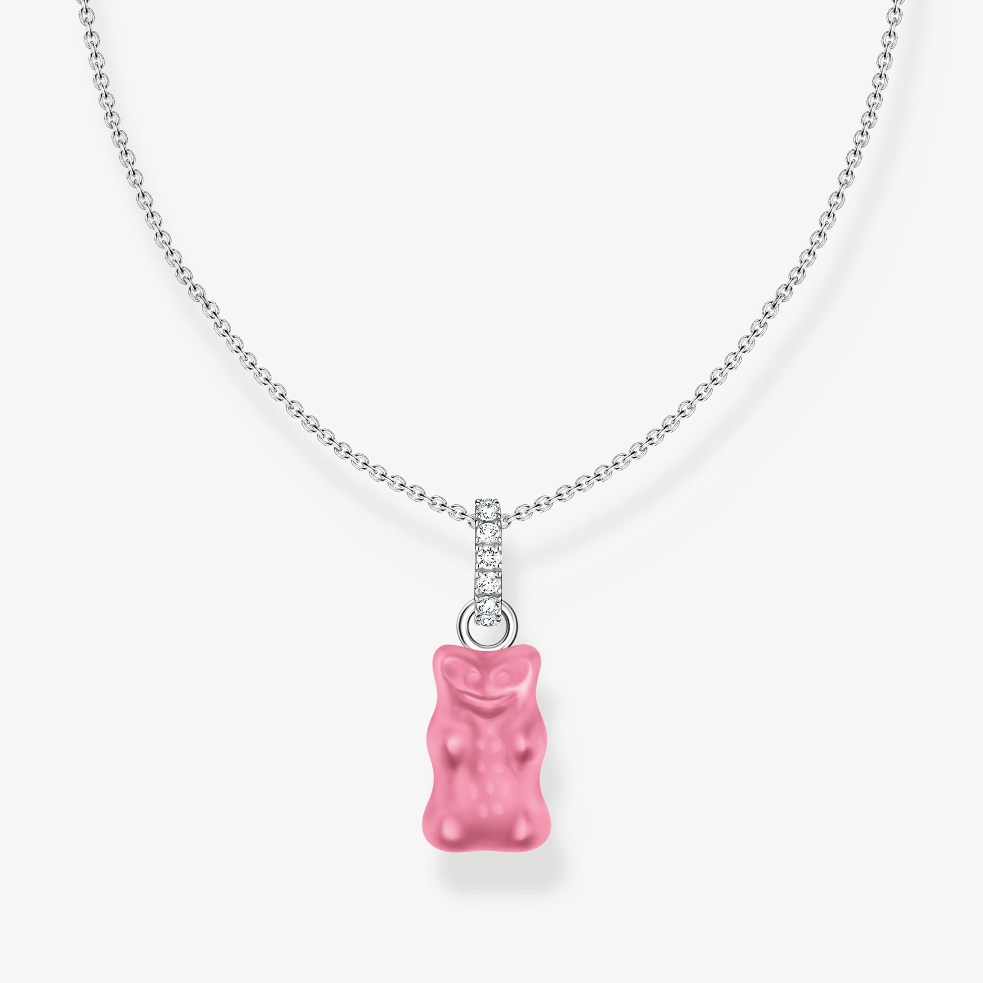 THOMAS SABO Chaîne à breloque Ours d’Or rose et pierres, argent, Argent Sterling , Taille: 45 cm, femme