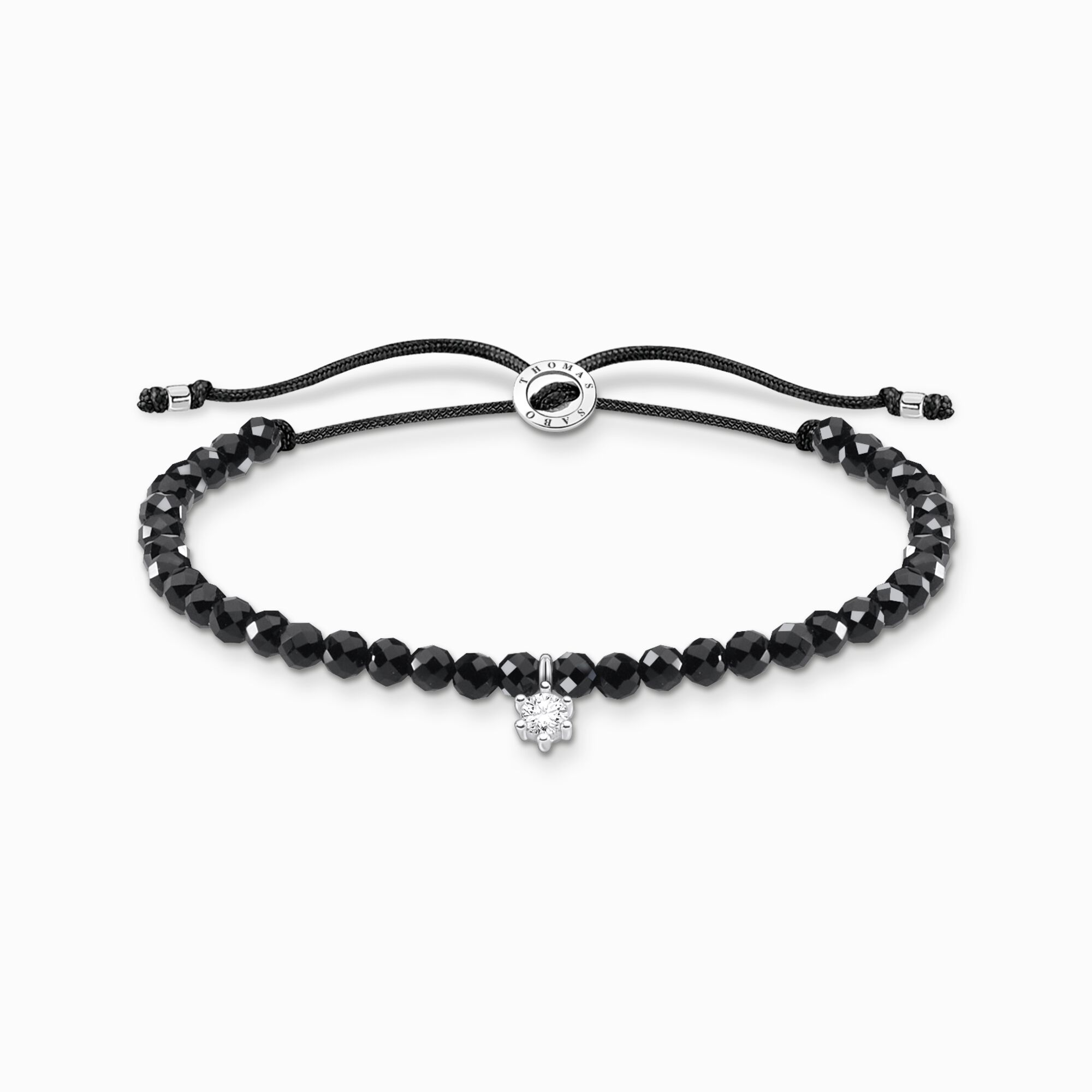 Armband mit schwarzen Onyx-Beads und wei&szlig;em Stein Silber aus der Charming Collection Kollektion im Online Shop von THOMAS SABO