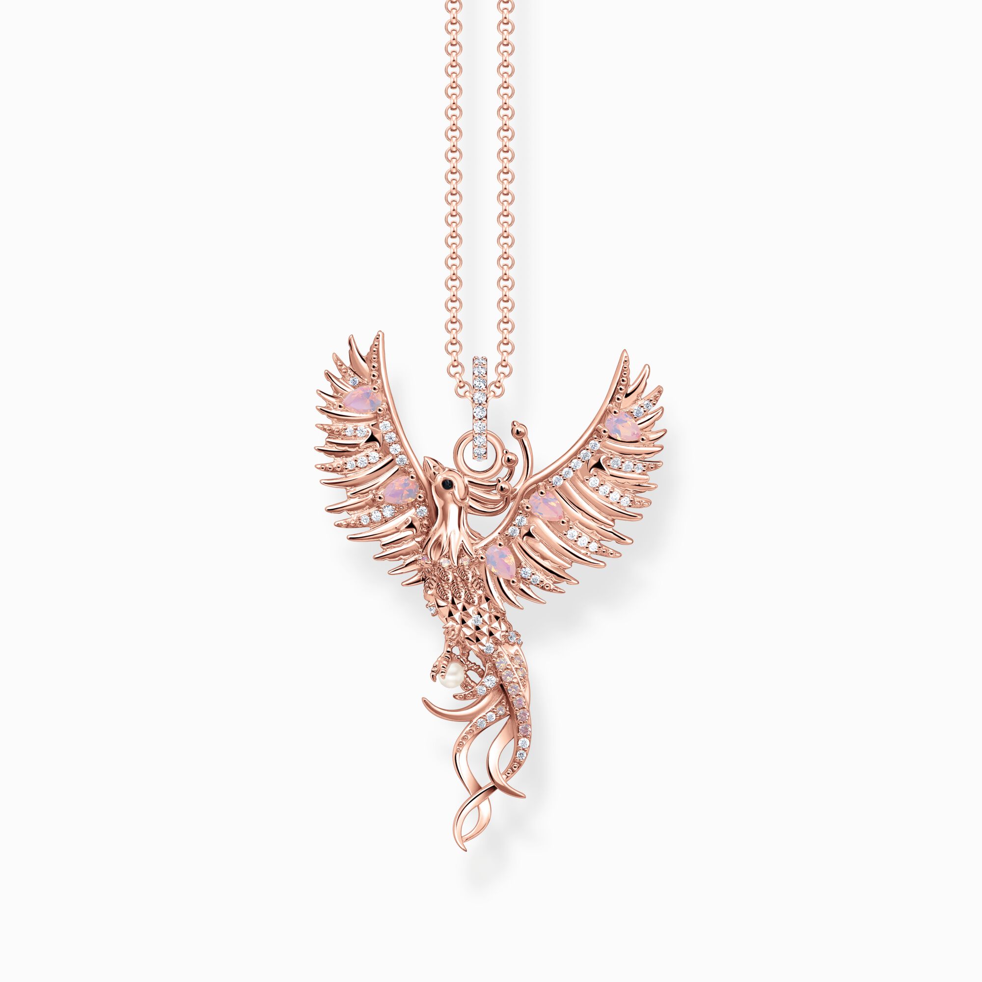Rose-gold plated necklace with Phoenix pendant and various stones from the  collection in the THOMAS SABO online store