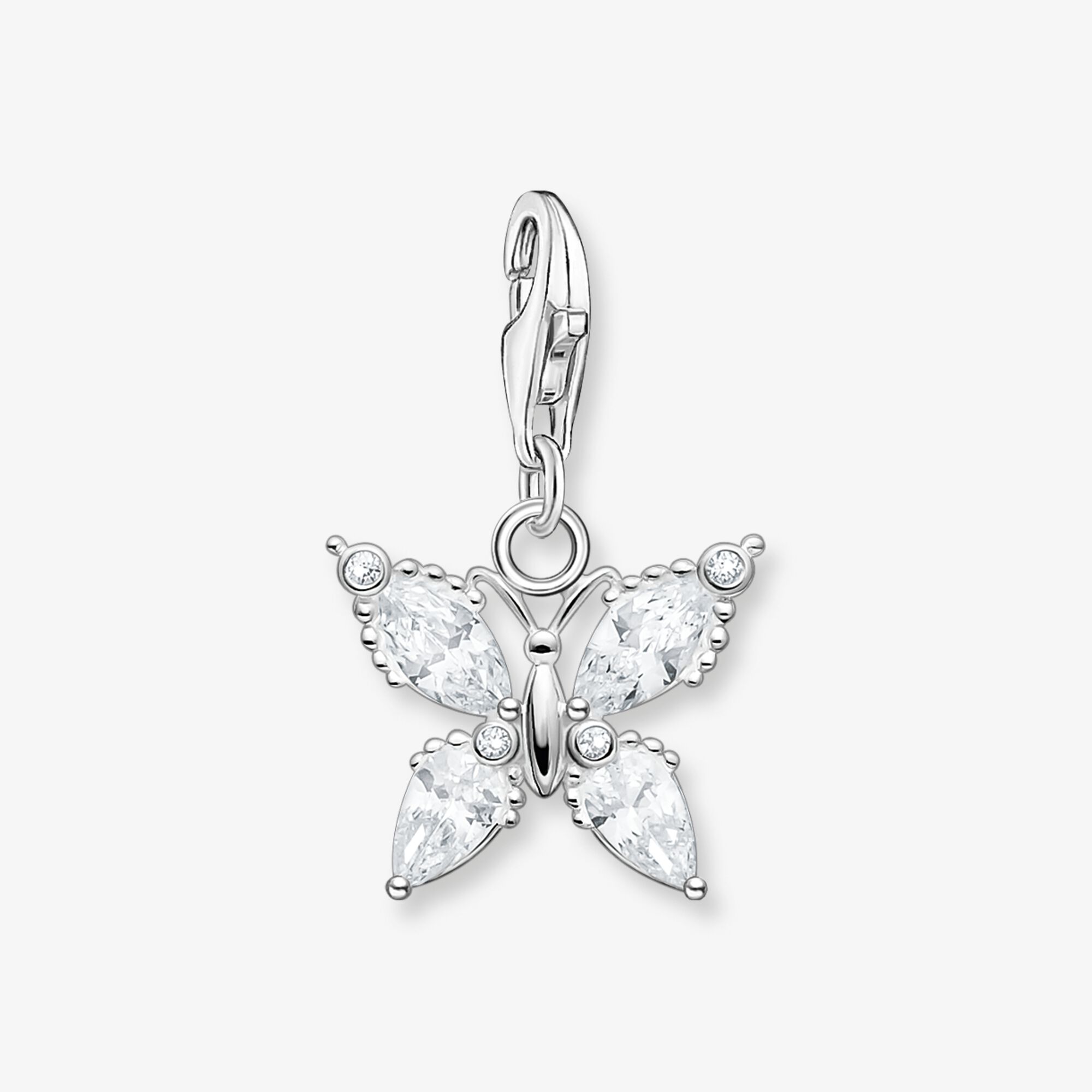 THOMAS SABO Pendentif Charm papillon pierres blanches Argent sterling, Taille: one size, pour femme