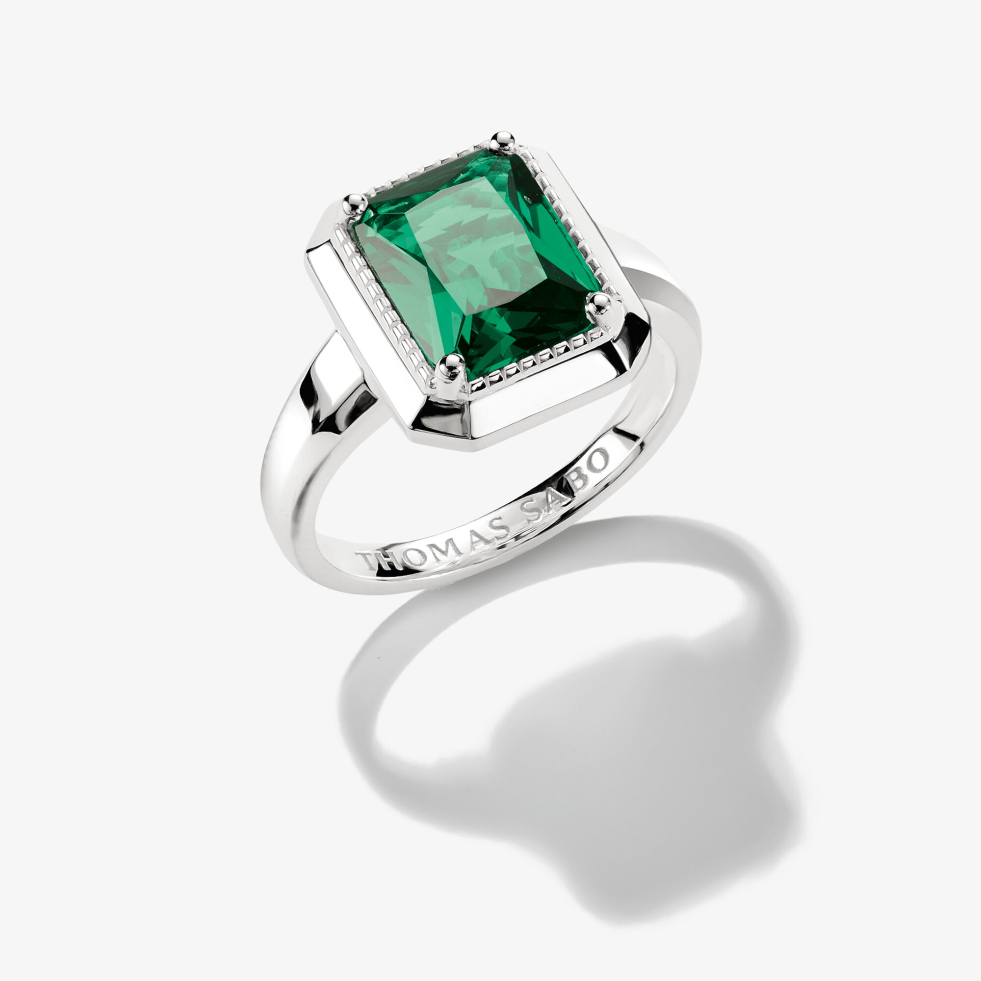 THOMAS SABO Bague zirconium vert Elyndra argent, Argent sterling, Taille: 54, femme
