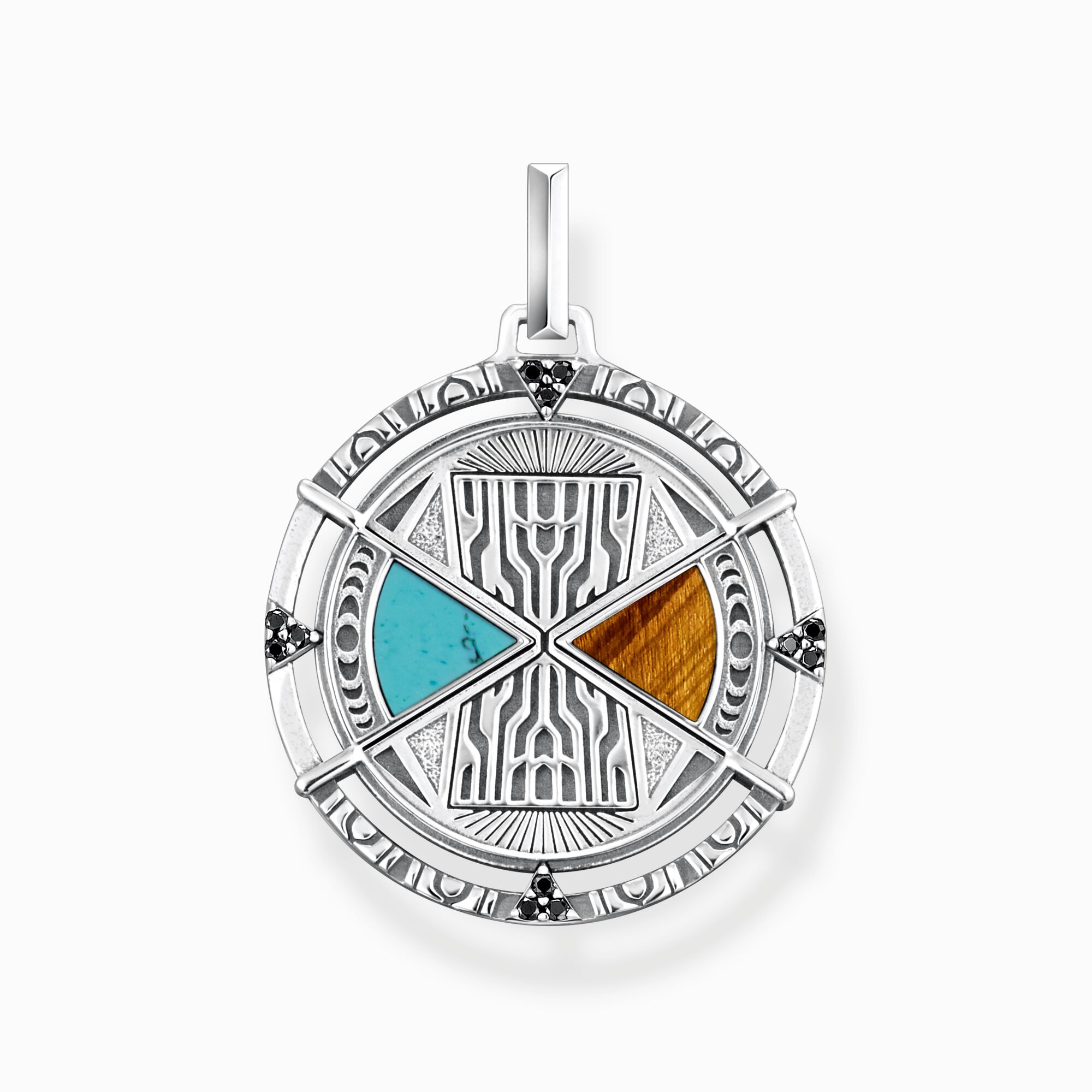Pendant lucky charm with tiger&#39;s eye and turquoise silver from the  collection in the THOMAS SABO online store