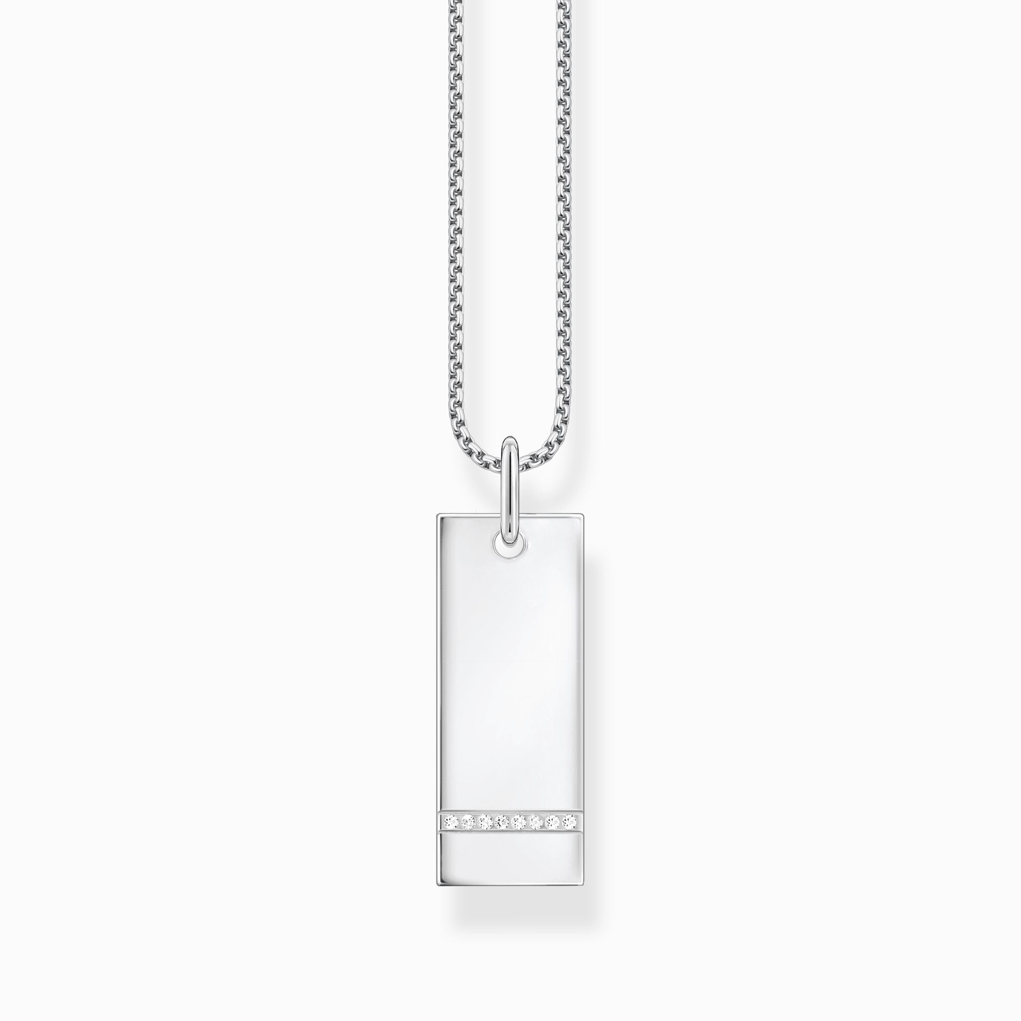 Necklace tag with white stones silver from the  collection in the THOMAS SABO online store