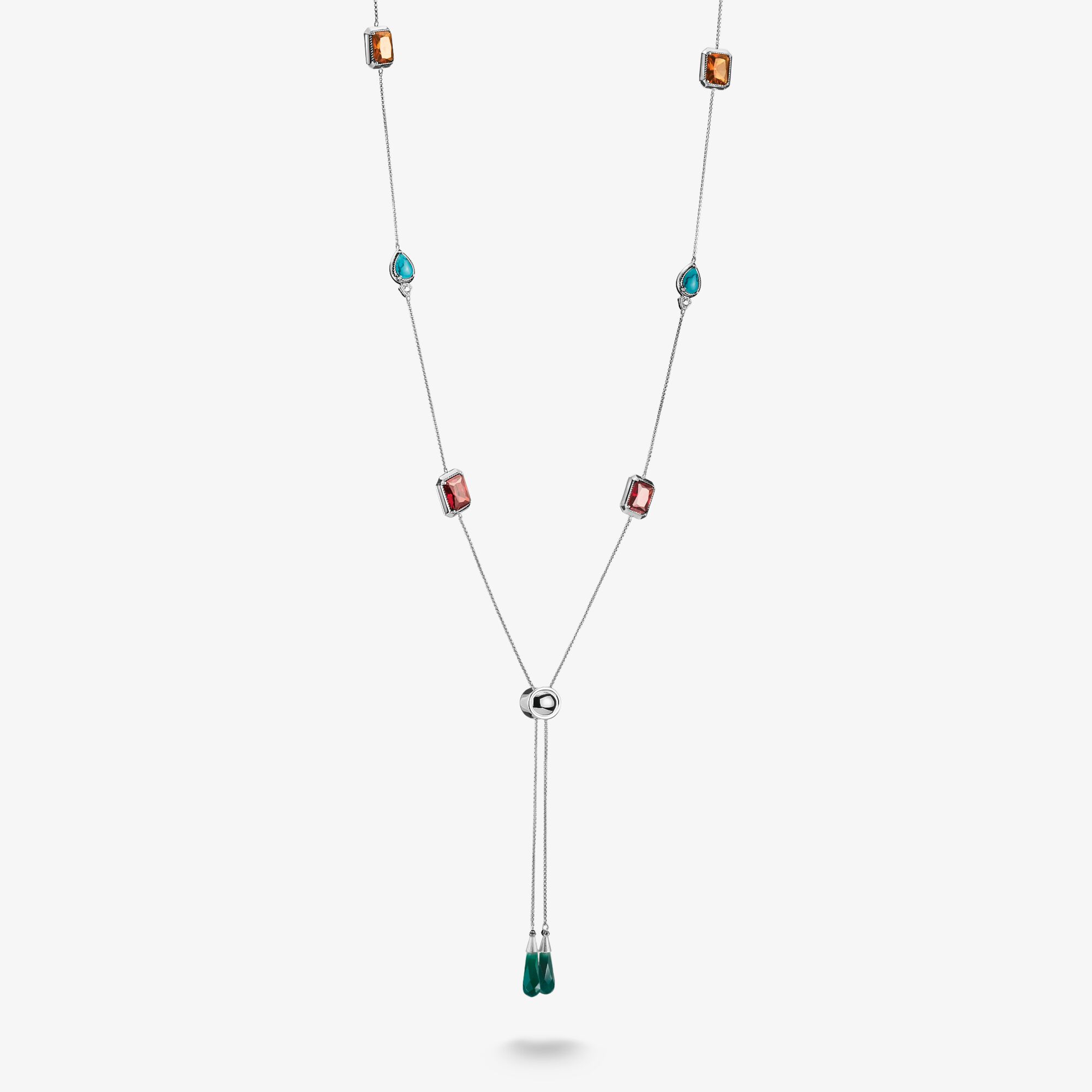 THOMAS SABO Kette Bunte Steine Elyndra Silber, Sterlingsilber, Größe: L85V, Damen