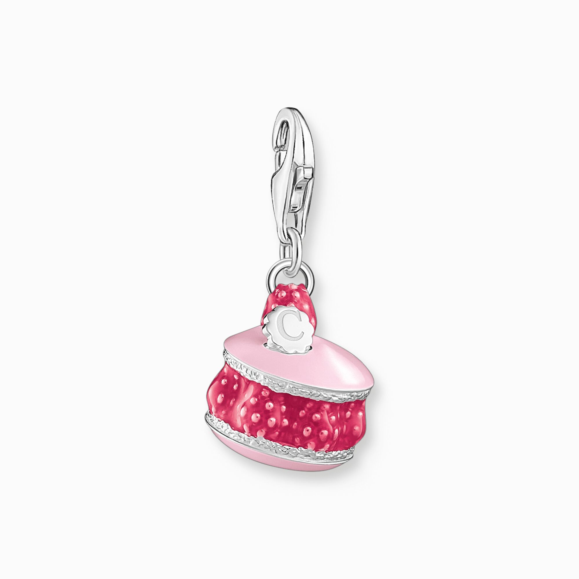 Charm de macarr&oacute;n de frambuesa rosa de plata de la colección Charm Club en la tienda online de THOMAS SABO