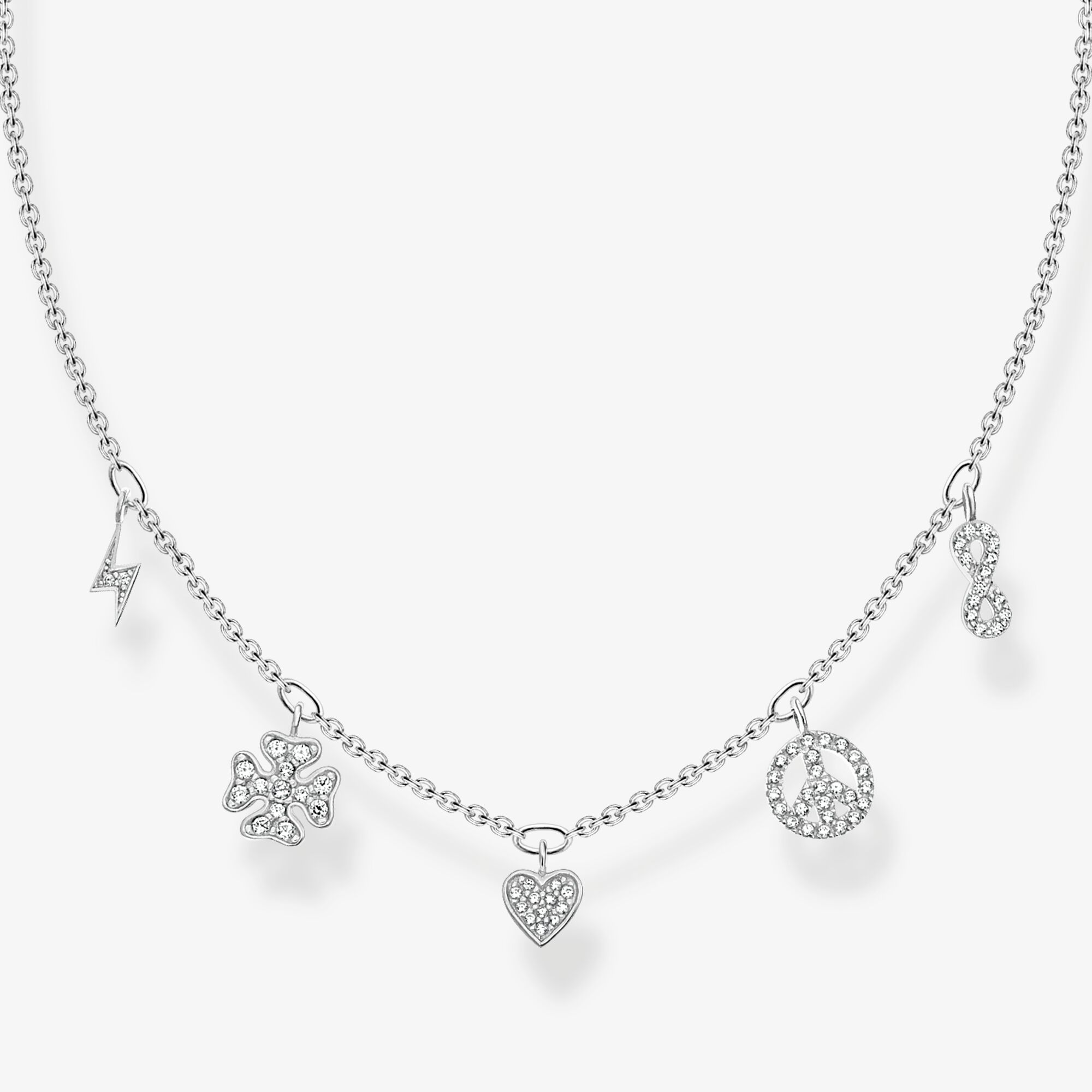 THOMAS SABO Kette mit Symbole silber, Sterlingsilber, Größe: 42 cm, Damen